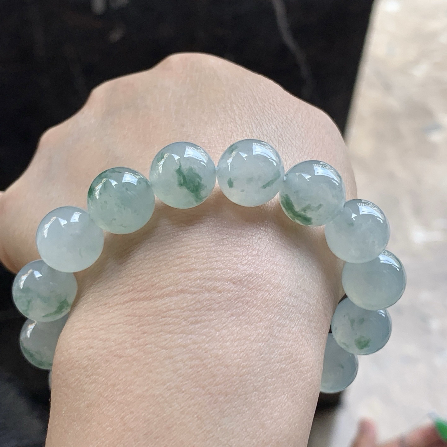 冰蓝花手串^_^冰透