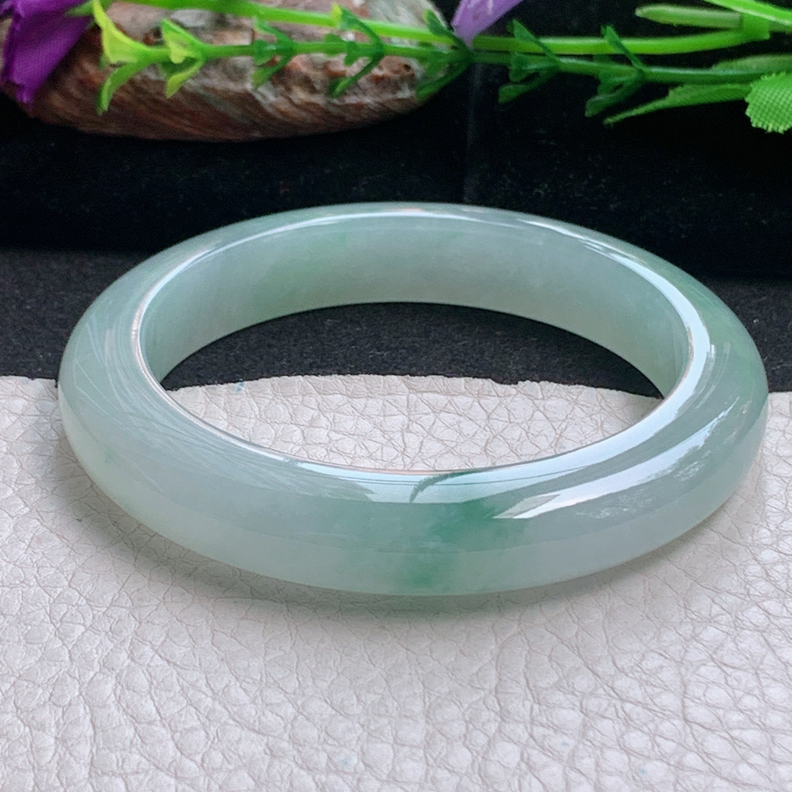 fx实拍56*11.5*9.2平安镯 天然缅甸翡翠a货手镯冰飘花正圈玉镯子