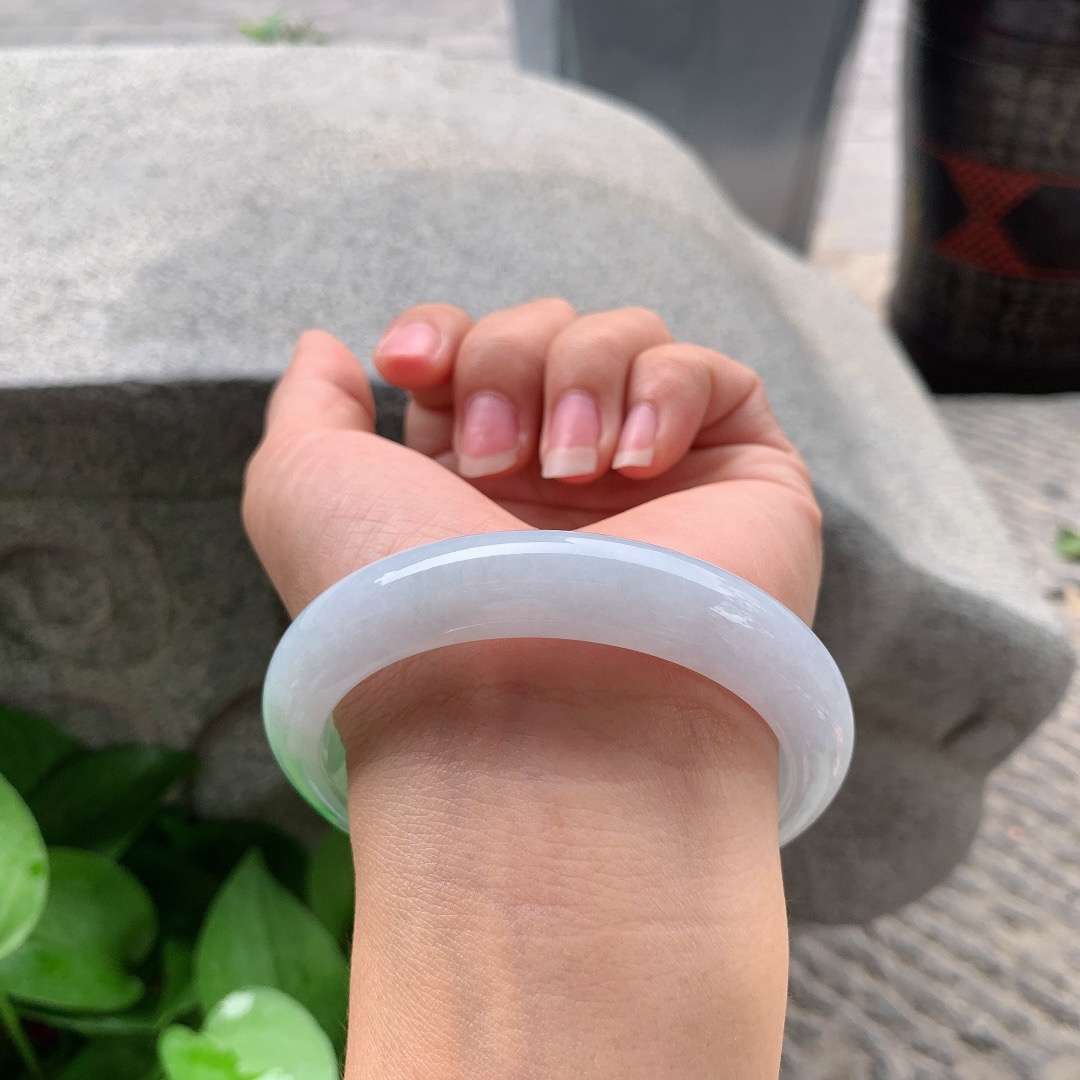 大圈口 58.7-11.8-8.8【飘绿正圈手镯】正圈58 59可戴