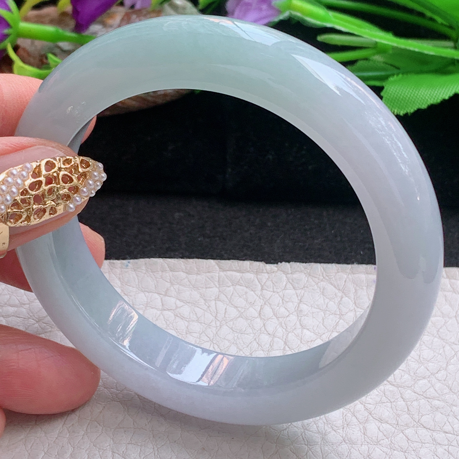 hy实拍56*12.3*9.5招财镯 天然缅甸翡翠a货手镯冰润半山水正圈玉镯子