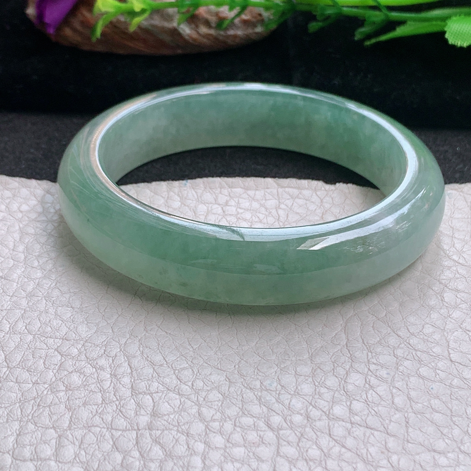 fx实拍56*13.5*9平安镯 天然缅甸翡翠a货手镯冰油晴绿正圈玉镯子