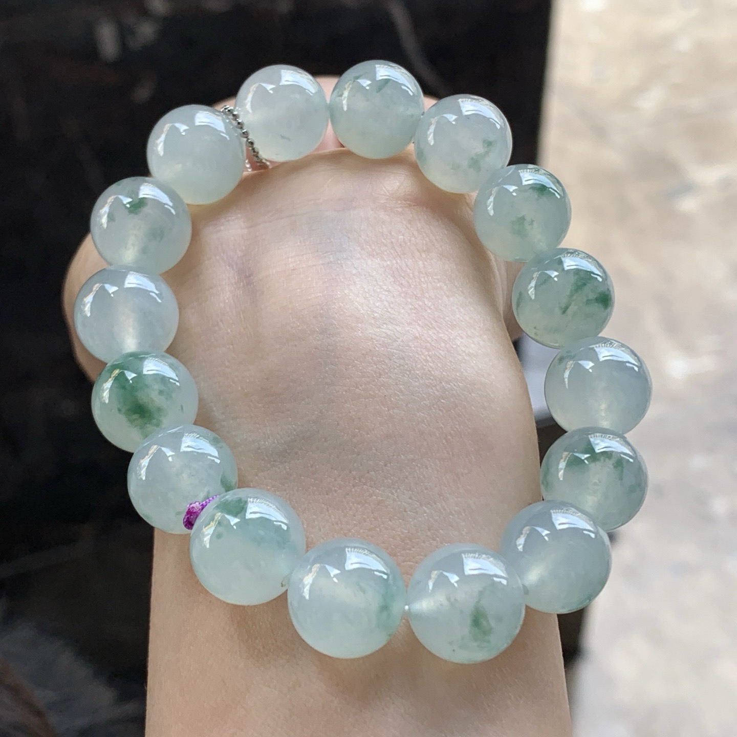 冰蓝花手串^_^冰透