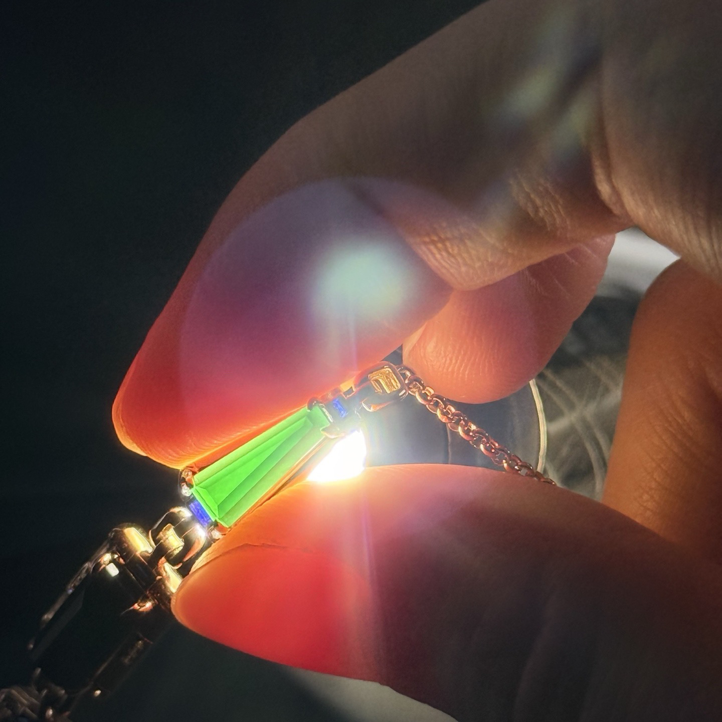 精品18k墨翠手链 种好色正 重金豪镶 打灯通透 油性十足 尺寸13.2