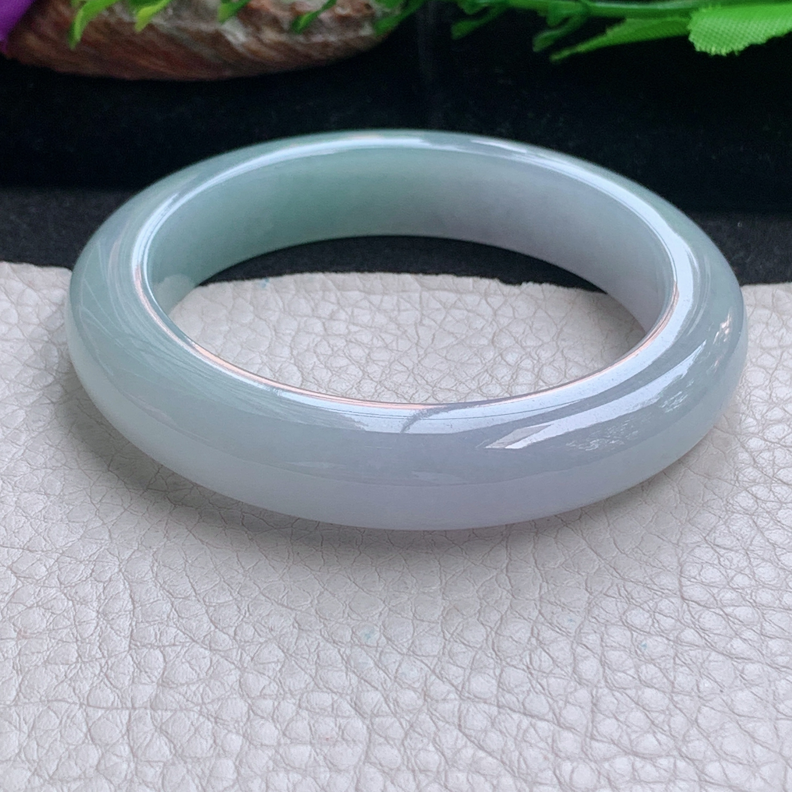 hy实拍56*12.3*9.5招财镯 天然缅甸翡翠a货手镯冰润半山水正圈玉镯子