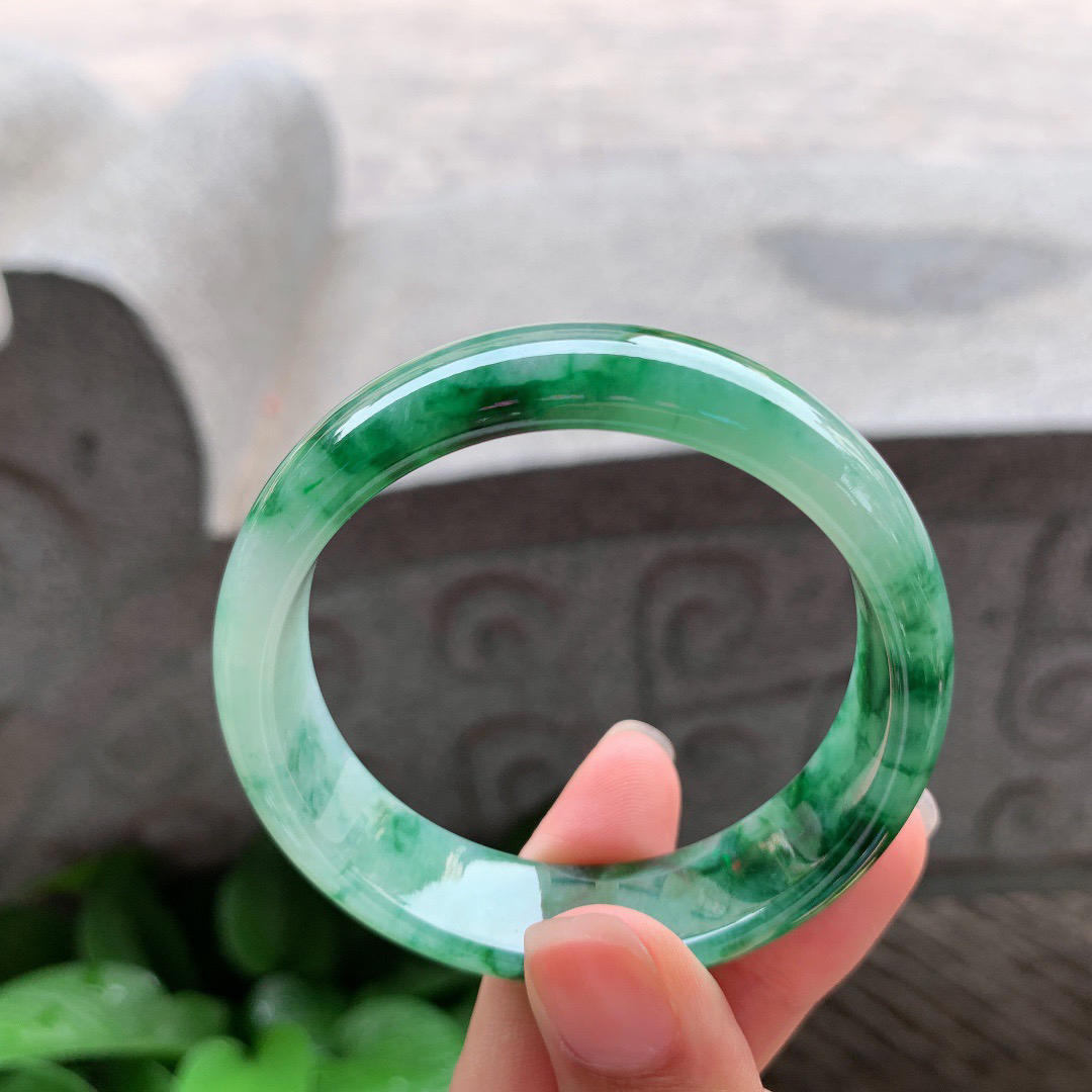 小圈口50.3-14.7-6.5 【辣绿正圈手镯】正圈50 51可戴