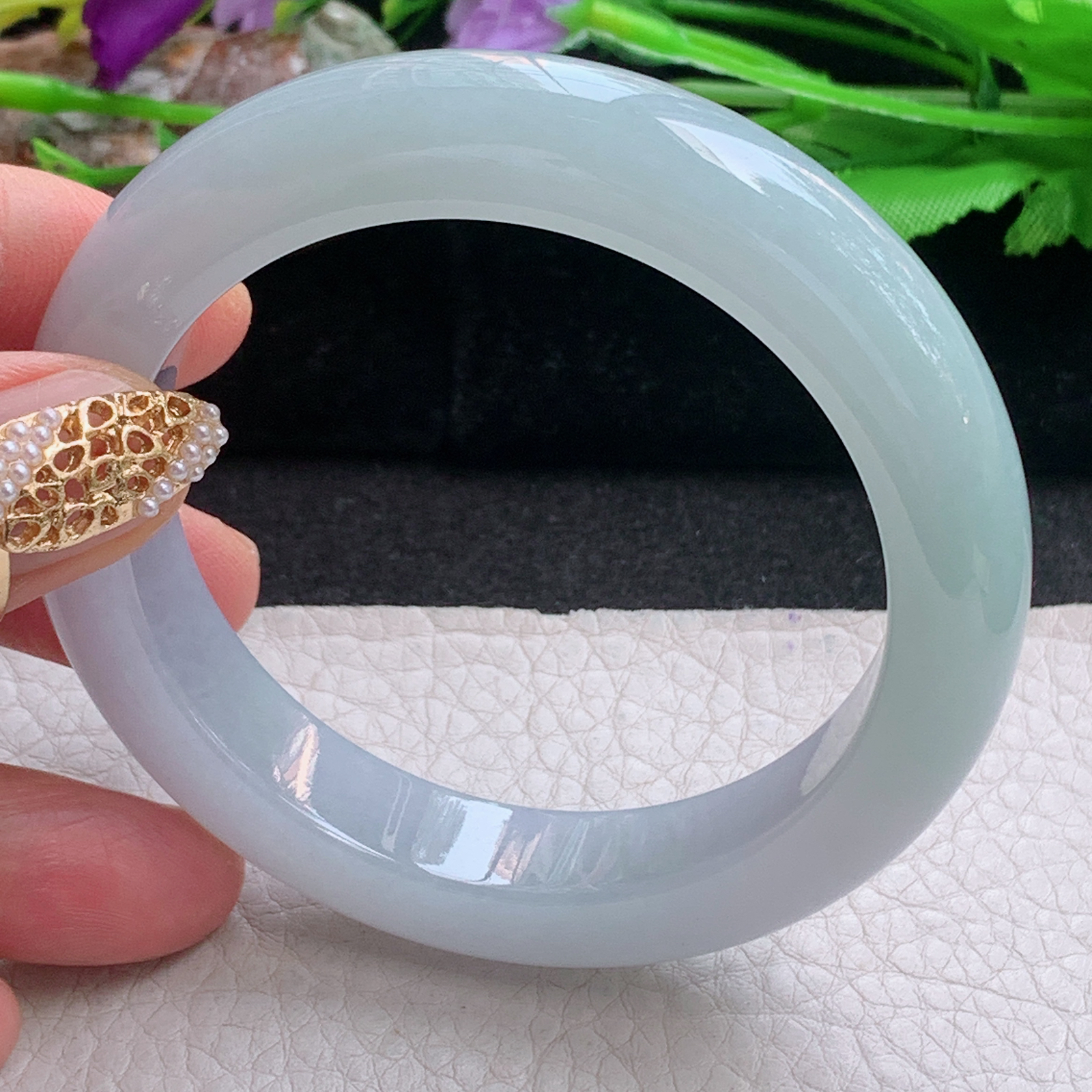 hy实拍56*12.3*9.5招财镯 天然缅甸翡翠a货手镯冰润半山水正圈玉镯子