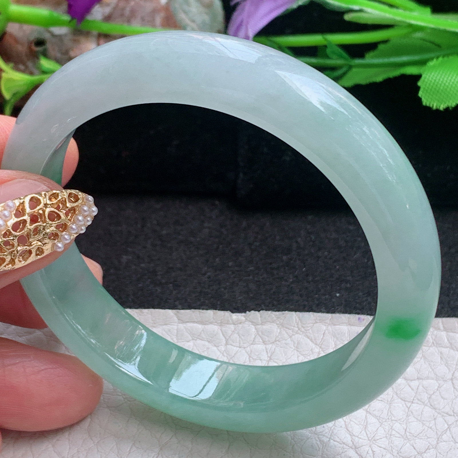 h小圈口53*11.6*7.8平安镯 天然缅甸翡翠a货手镯冰飘阳绿正圈玉镯子