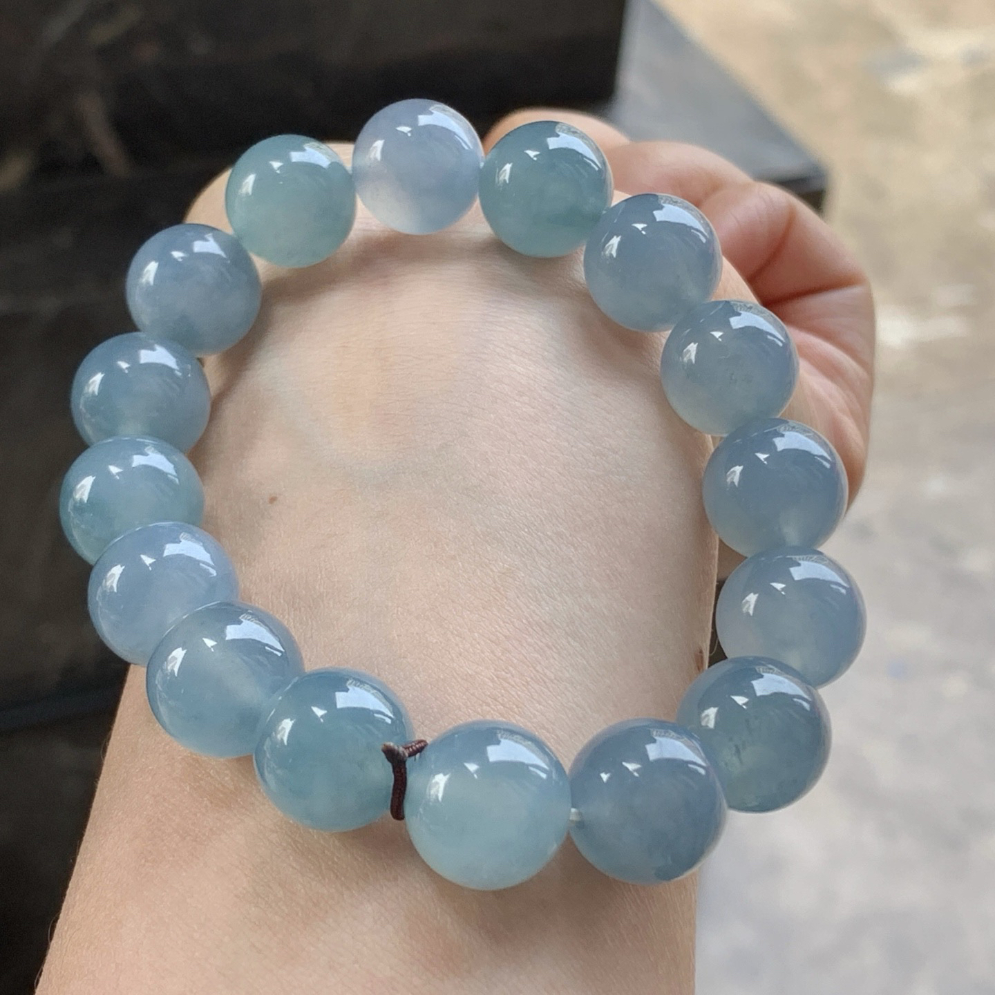 蓝紫手串^_^鲜艳起光 玉质温润