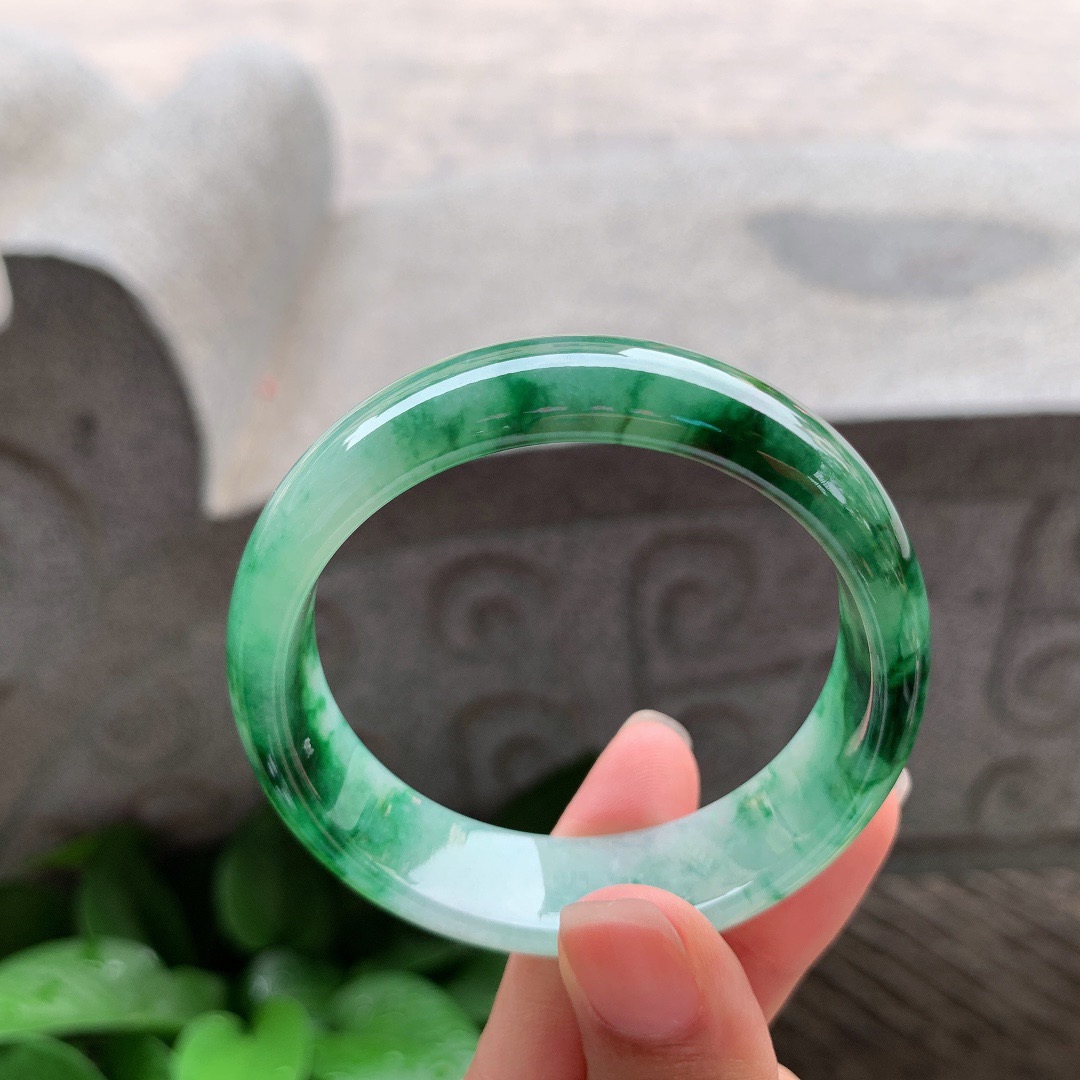 小圈口50.3-14.7-6.5 【辣绿正圈手镯】正圈50 51可戴