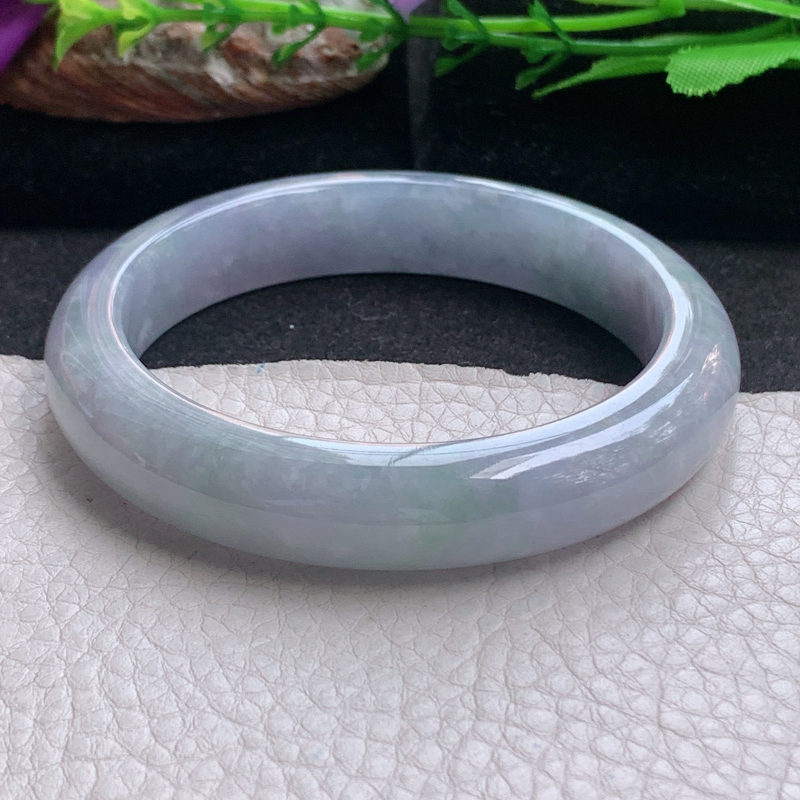 z实拍58.5*12.5*8.5平安镯 天然缅甸翡翠a货手镯紫罗兰正圈玉镯子