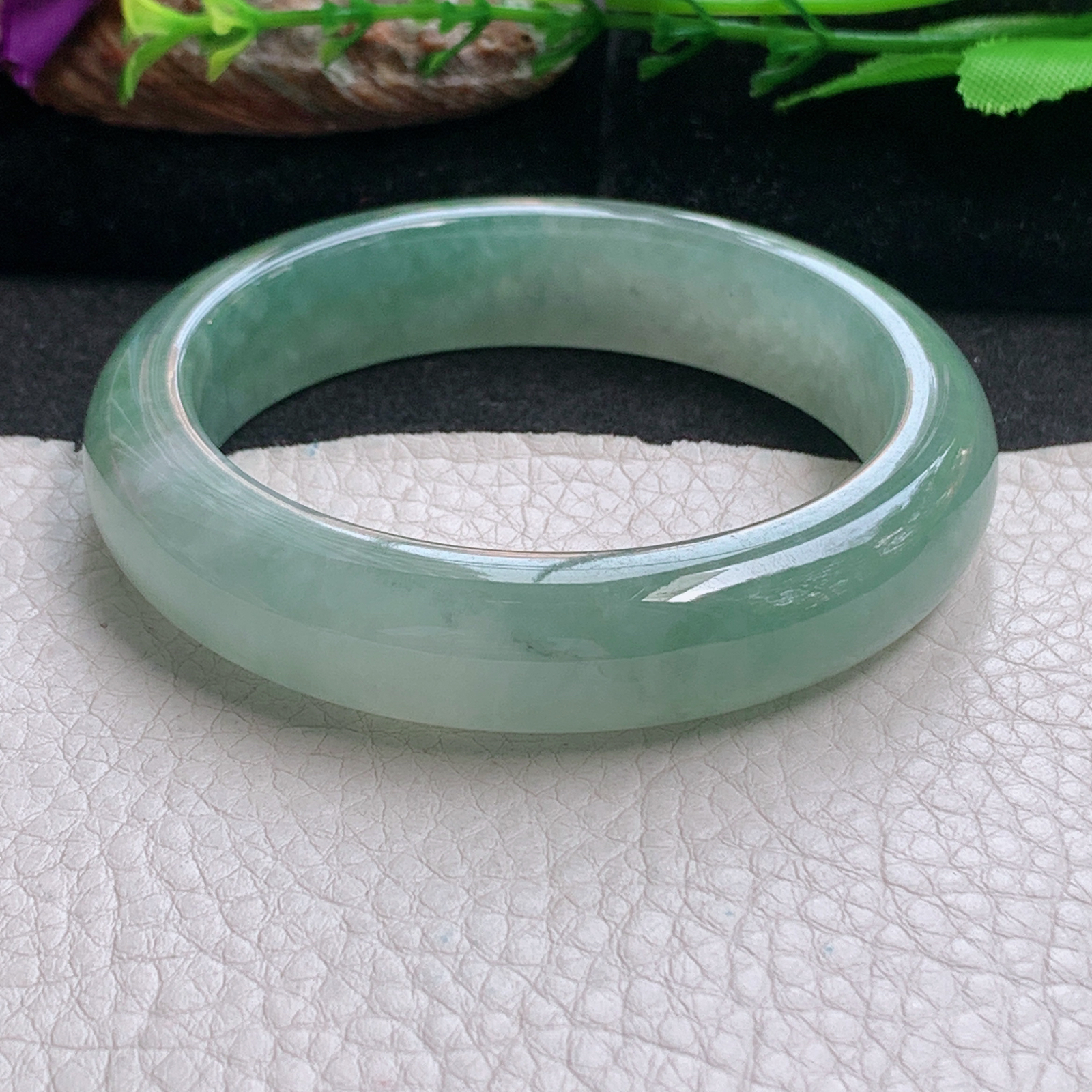 fx实拍56*13.5*9平安镯 天然缅甸翡翠a货手镯冰油晴绿正圈玉镯子