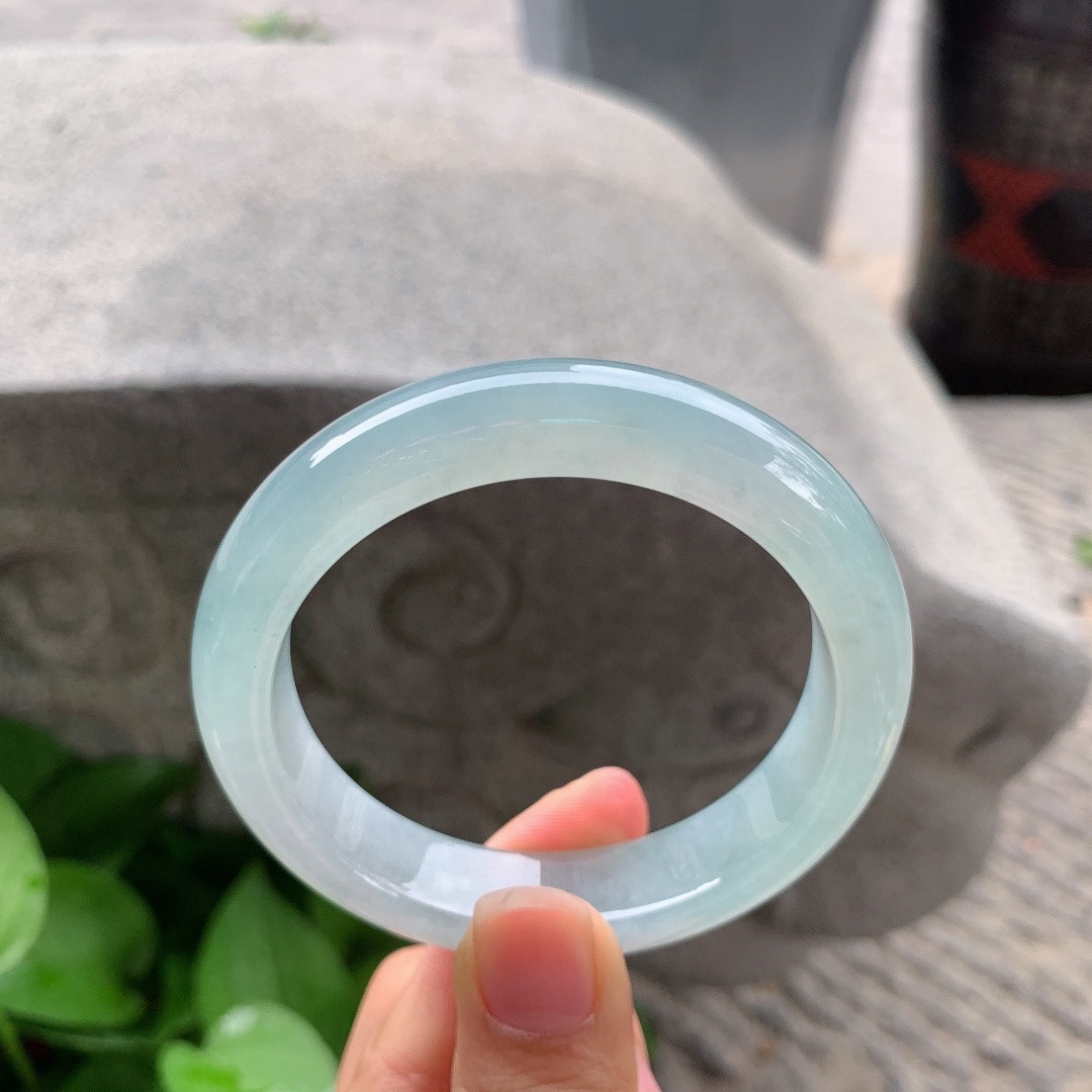 圈口54.7-12.6-8.7 【冰种晴正圈手镯】正圈54 55可戴