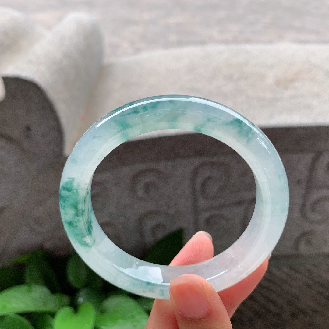 圈口56.8-11.6-9.3 【高冰飘花正圈手镯】正圈56 57可戴