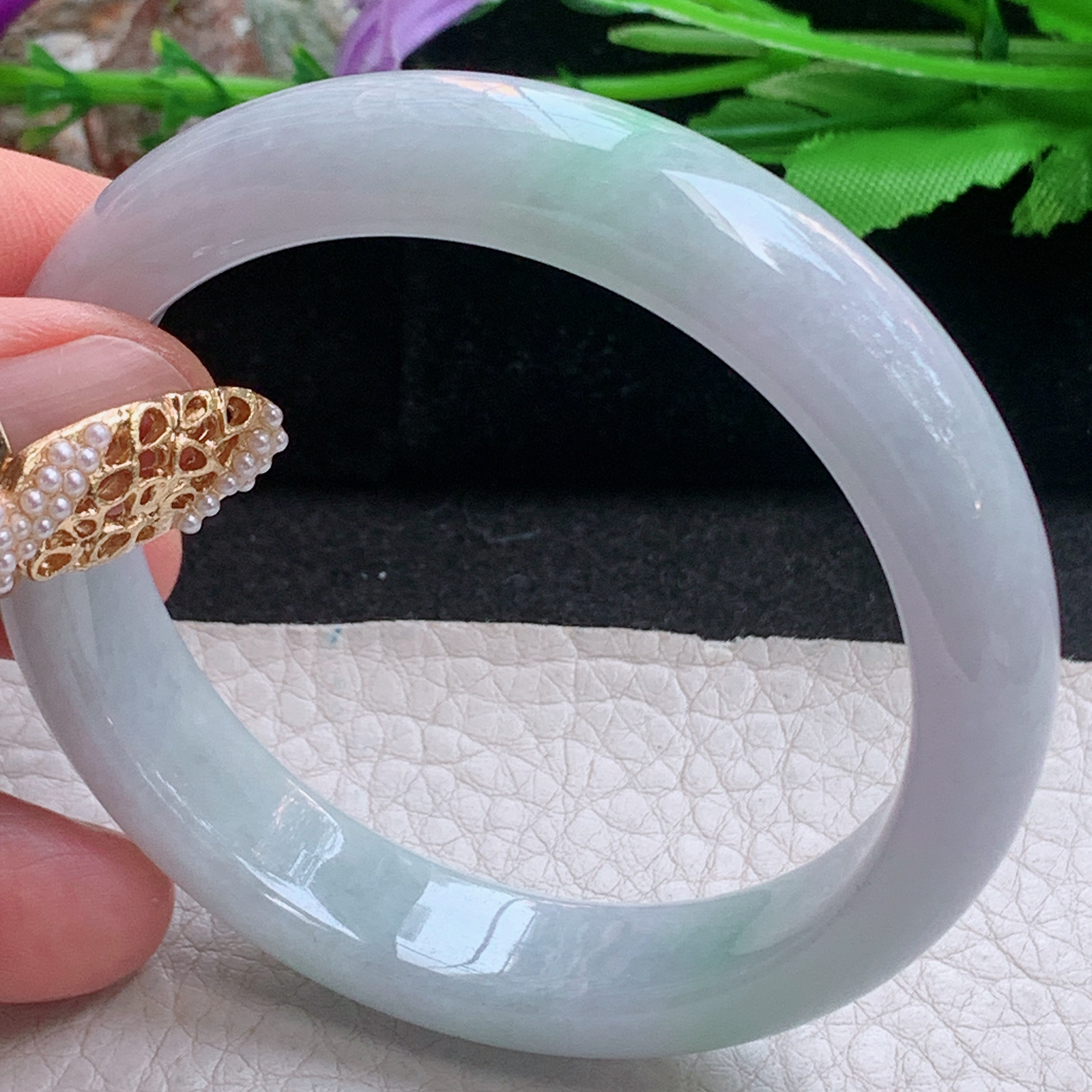 nc实拍55*12.3*7.5平安镯 天然缅甸翡翠a货手镯飘绿正圈玉镯子