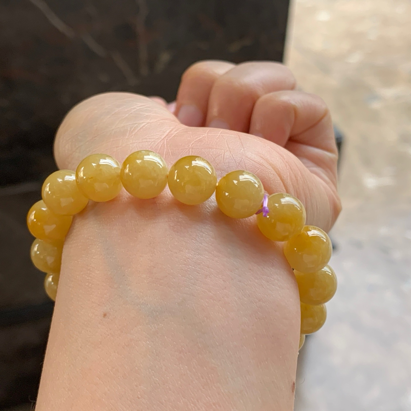 黄翡手串^_^鲜艳