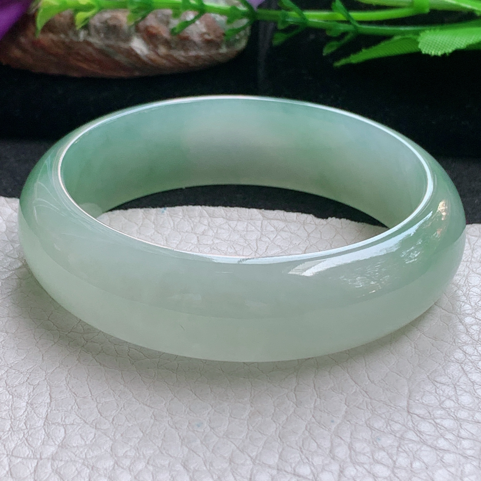 xc大圈口60*18*8.2轮胎镯 天然缅甸翡翠a货手镯冰绿厚装正圈玉镯子