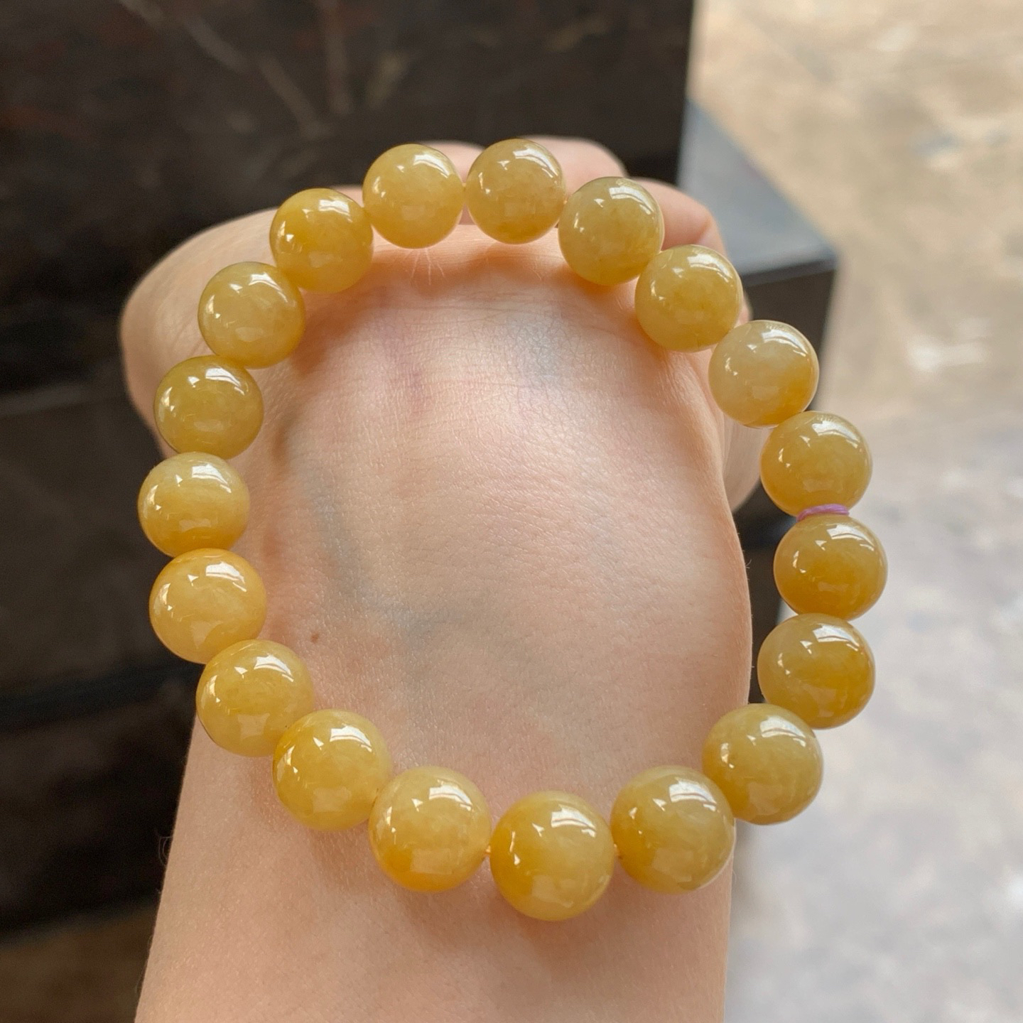 黄翡手串^_^鲜艳