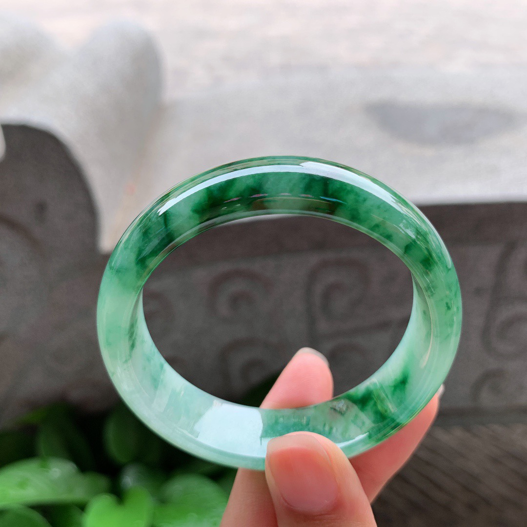 小圈口50.3-14.7-6.5 【辣绿正圈手镯】正圈50 51可戴