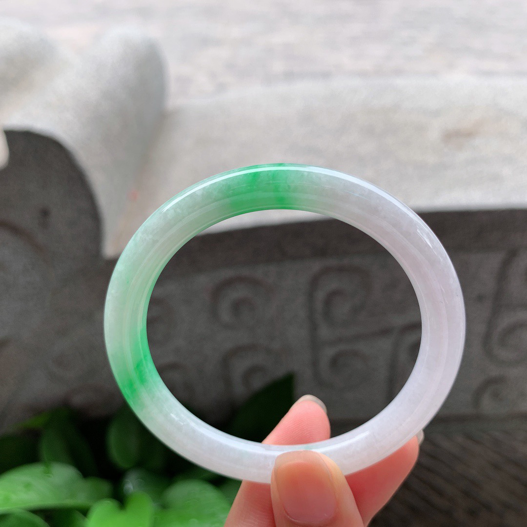 小圈口53.4-7.6 【阳绿圆条手镯】圆条53 54可戴