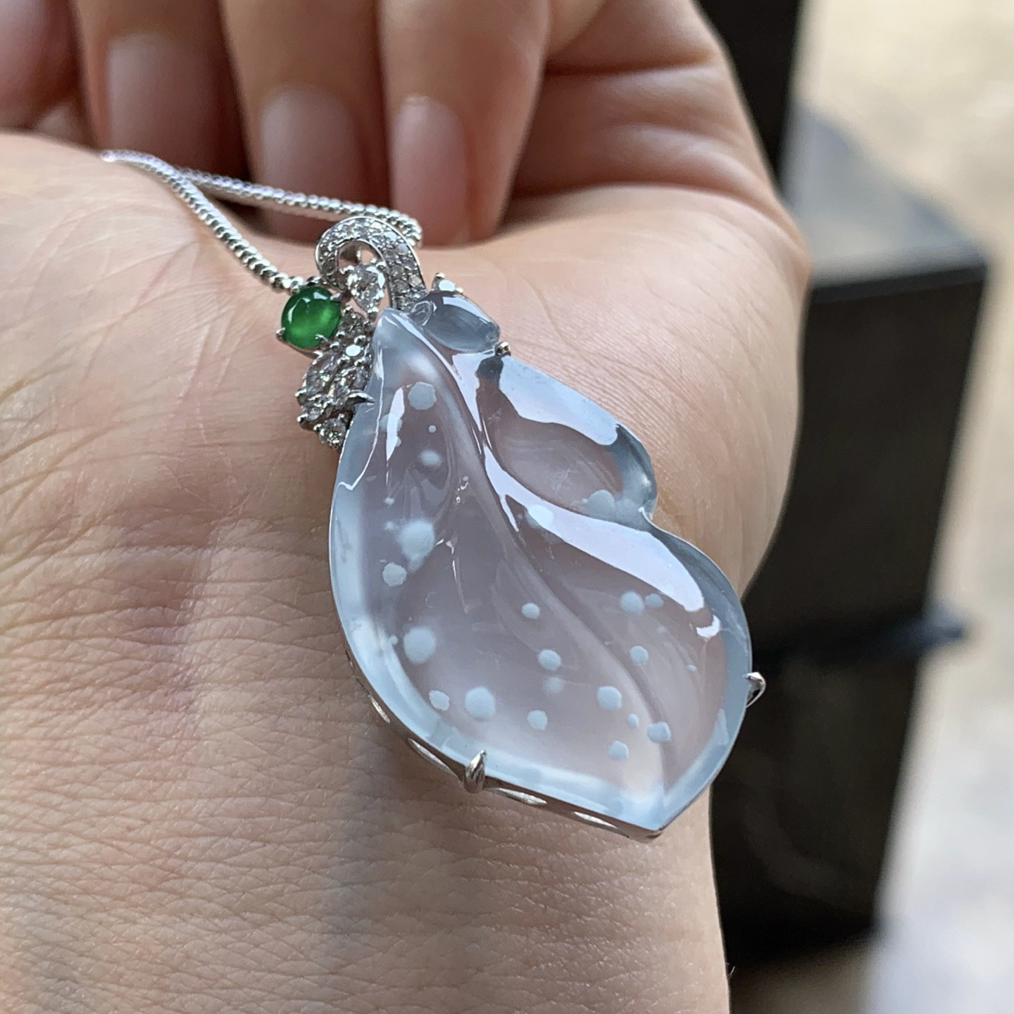 金钻镶嵌高冰雪花棉叶子^_^特色 种水好