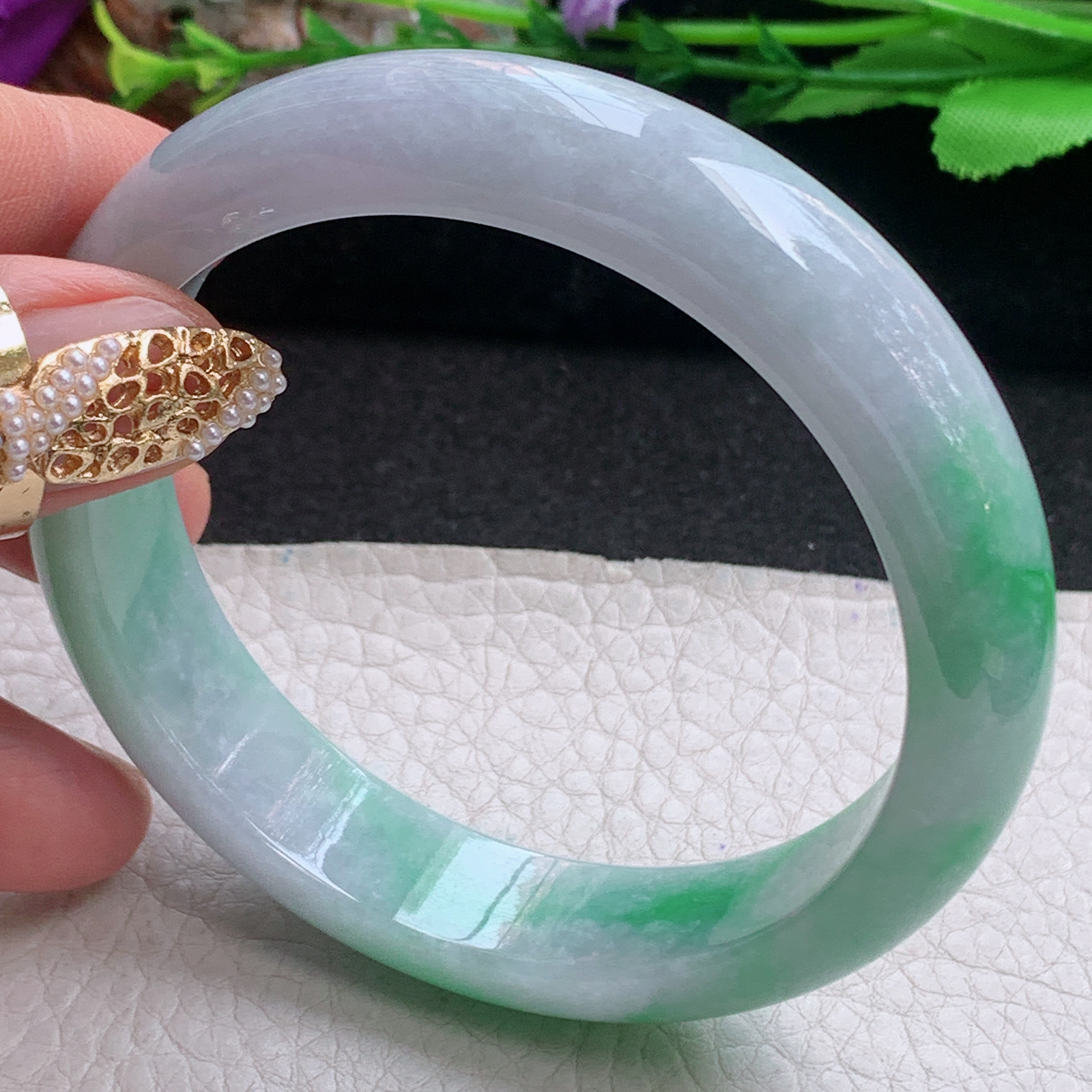 ss实拍55*13.5*9平安镯 天然缅甸翡翠a货手镯辣绿水润正圈玉镯子