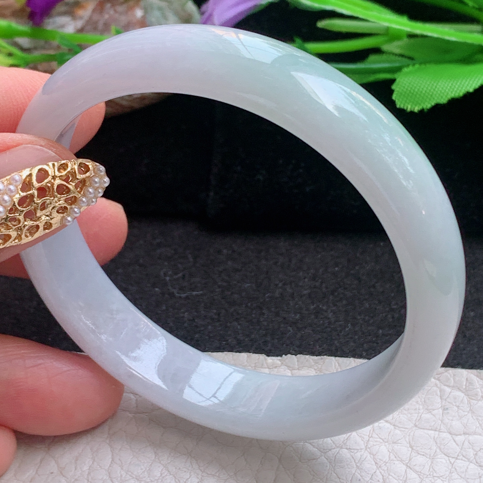 n清新款55*12.5*6.5平安镯 天然缅甸翡翠a货手镯清秀正圈玉镯子