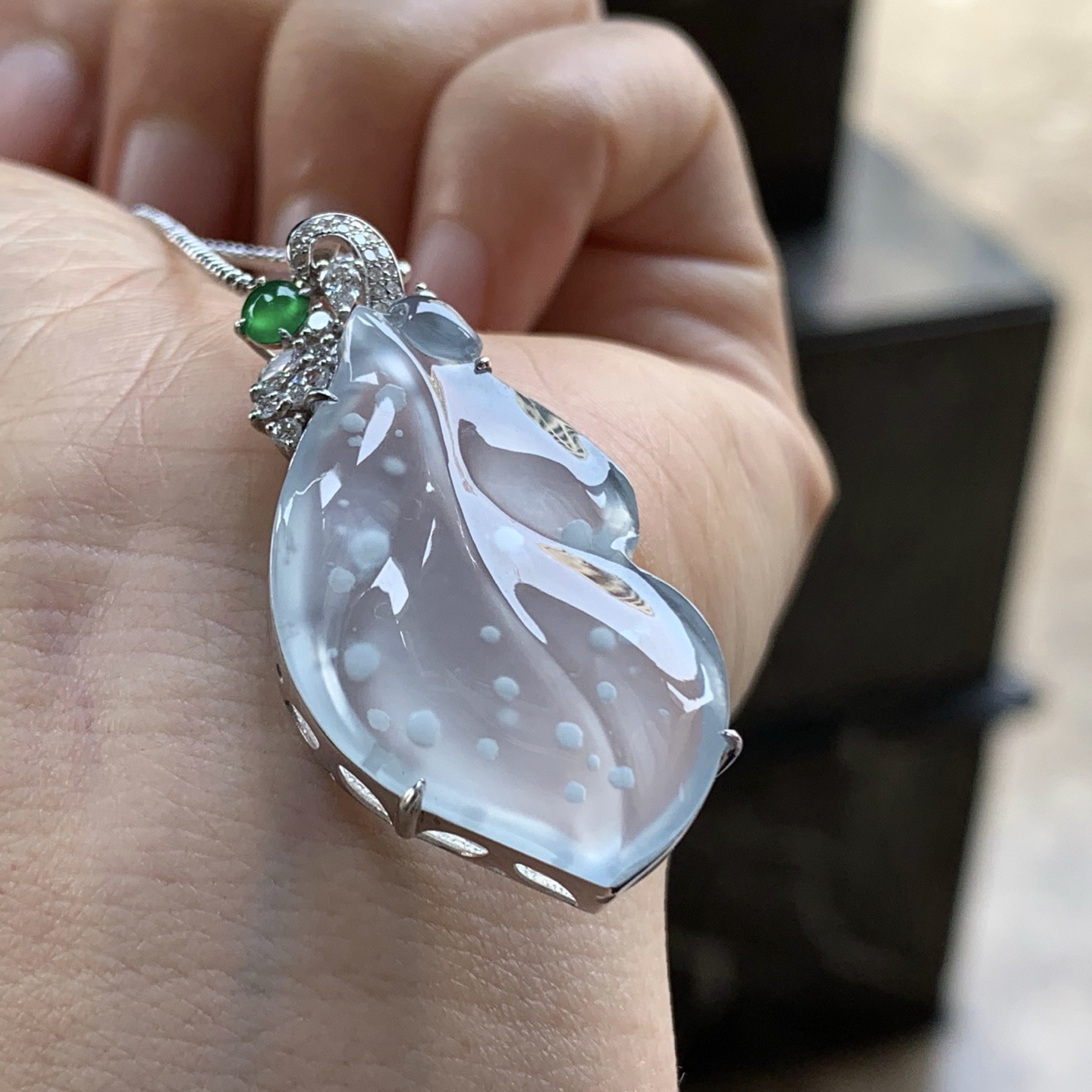 金钻镶嵌高冰雪花棉叶子^_^特色 种水好