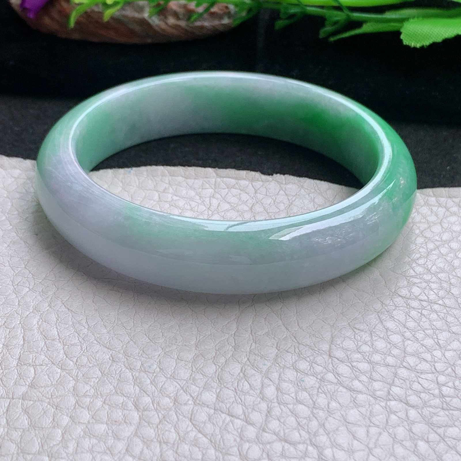 ss实拍55*13.5*9平安镯 天然缅甸翡翠a货手镯辣绿水润正圈玉镯子