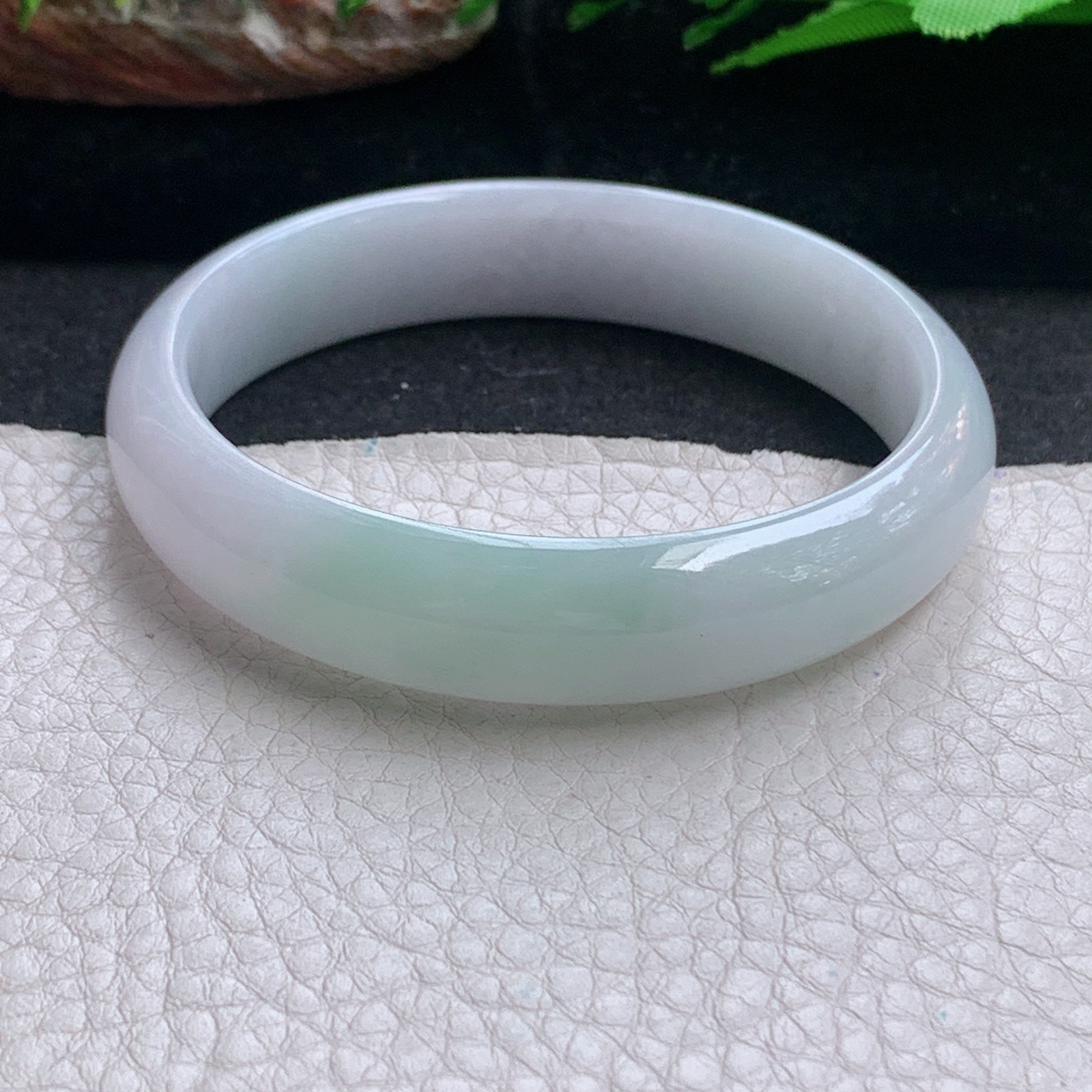 n清新款55*12.5*6.5平安镯 天然缅甸翡翠a货手镯清秀正圈玉镯子