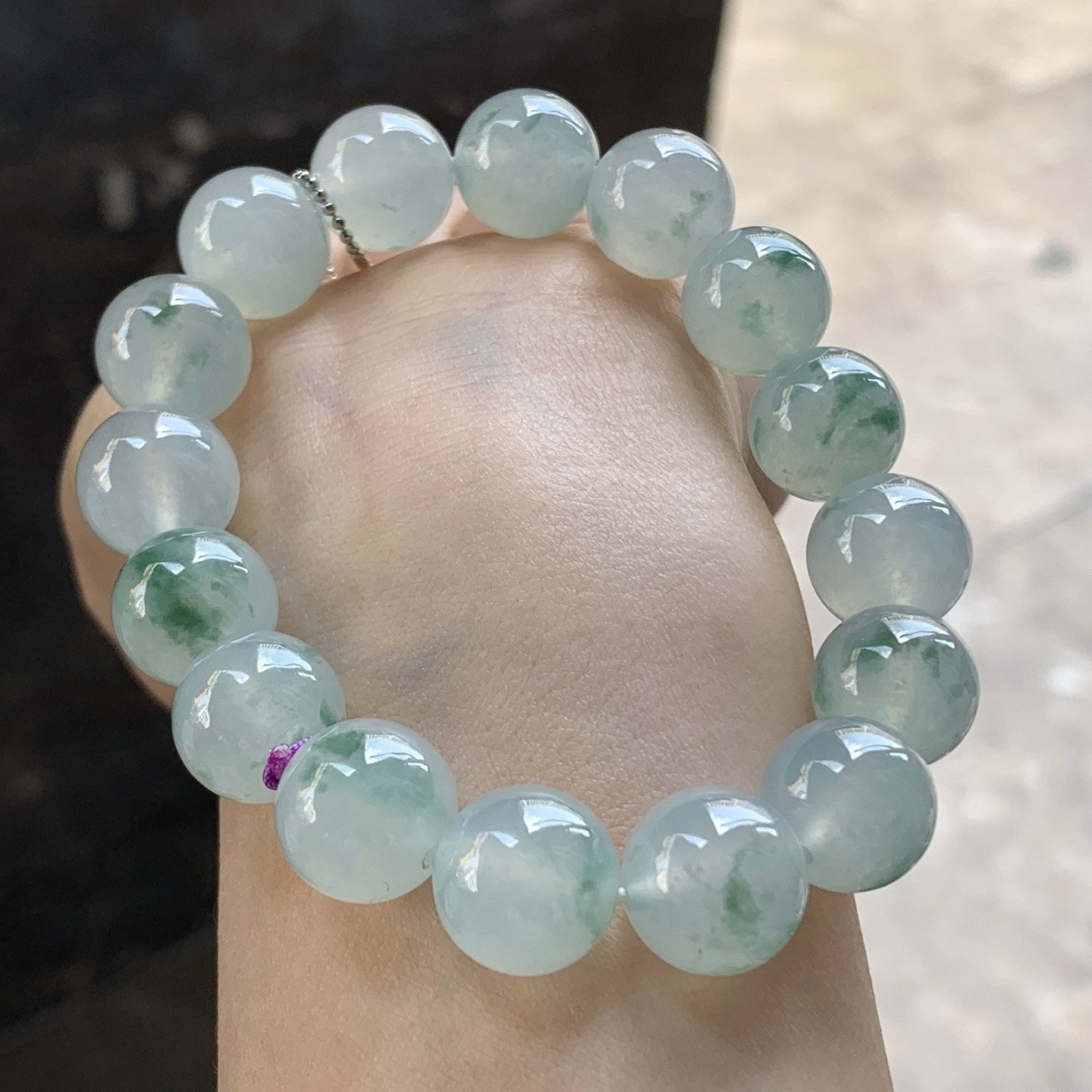 冰蓝花手串^_^冰透