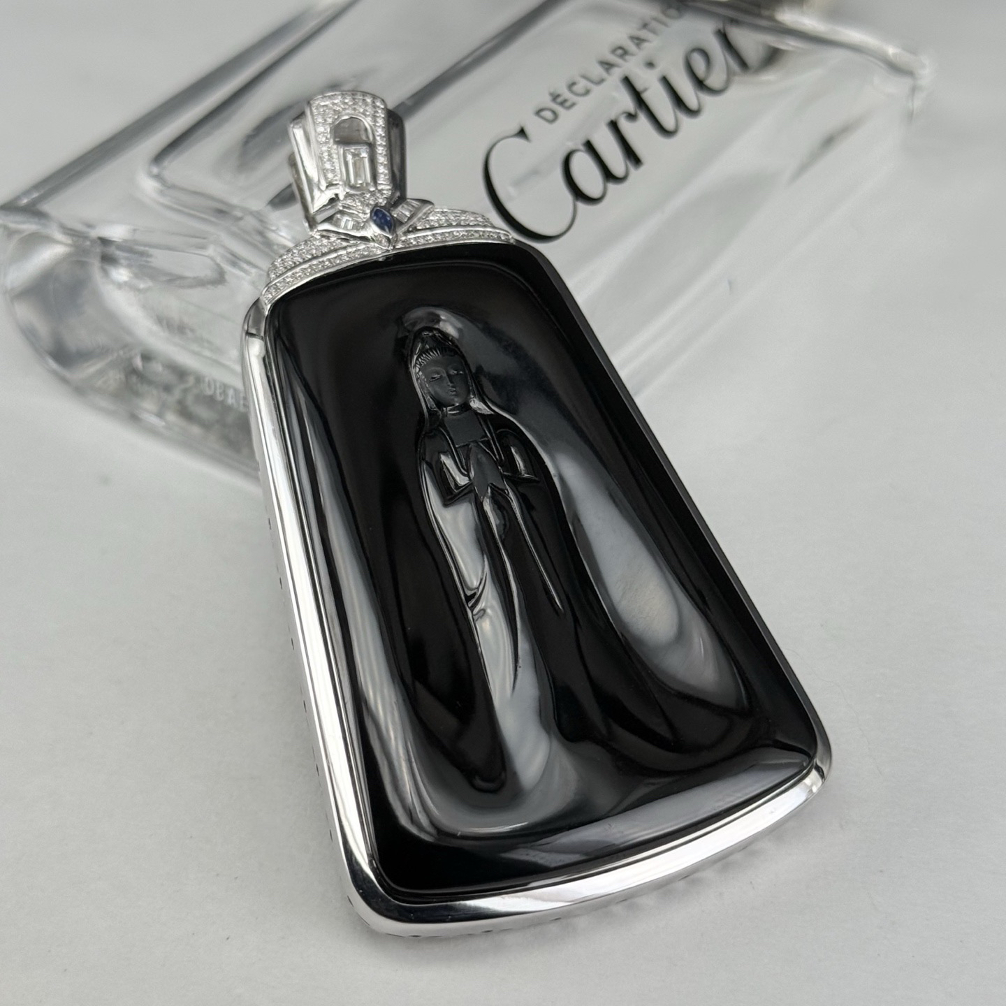 墨翠观音 黑度好 打灯满绿 尺寸75.5