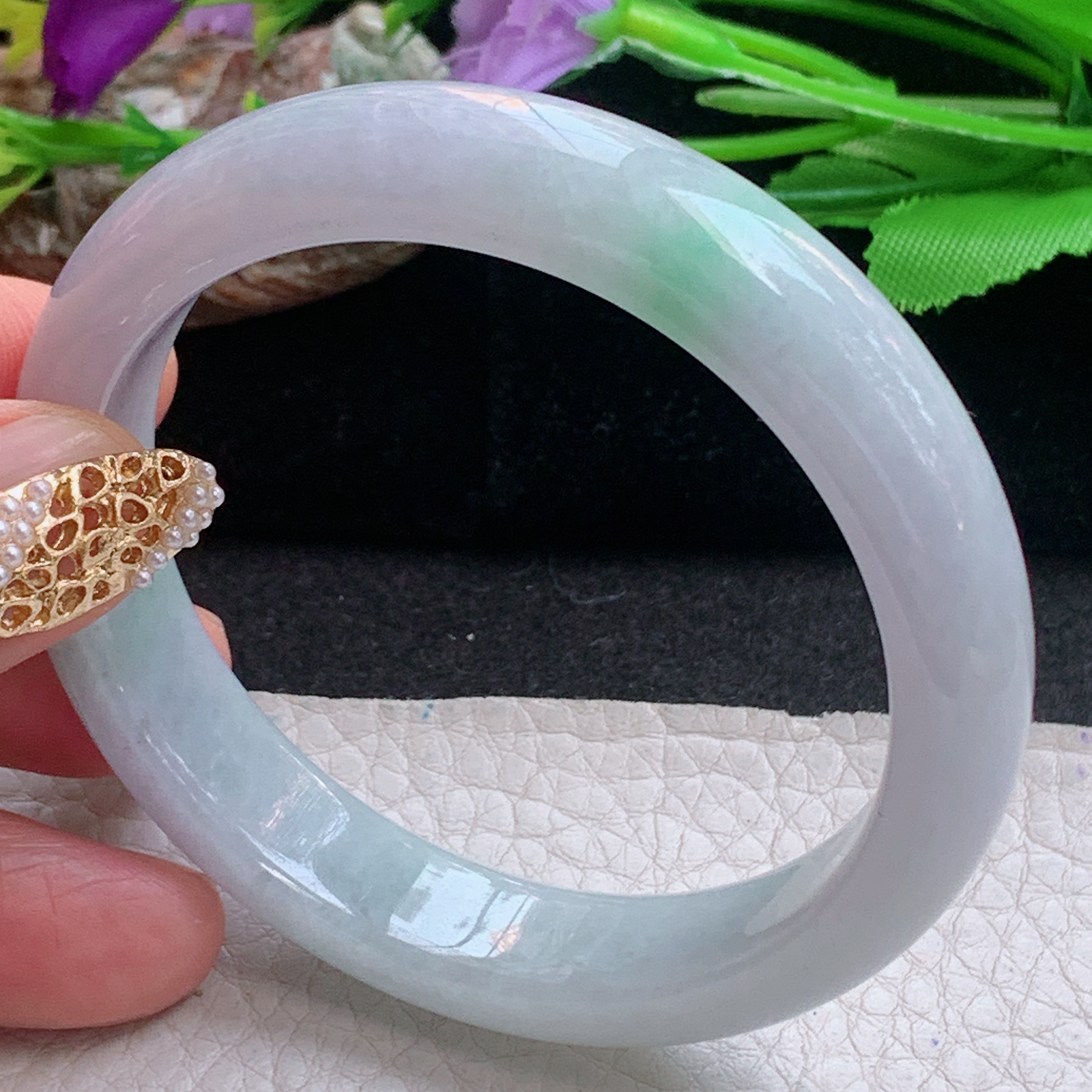 nc实拍55*12.3*7.5平安镯 天然缅甸翡翠a货手镯飘绿正圈玉镯子