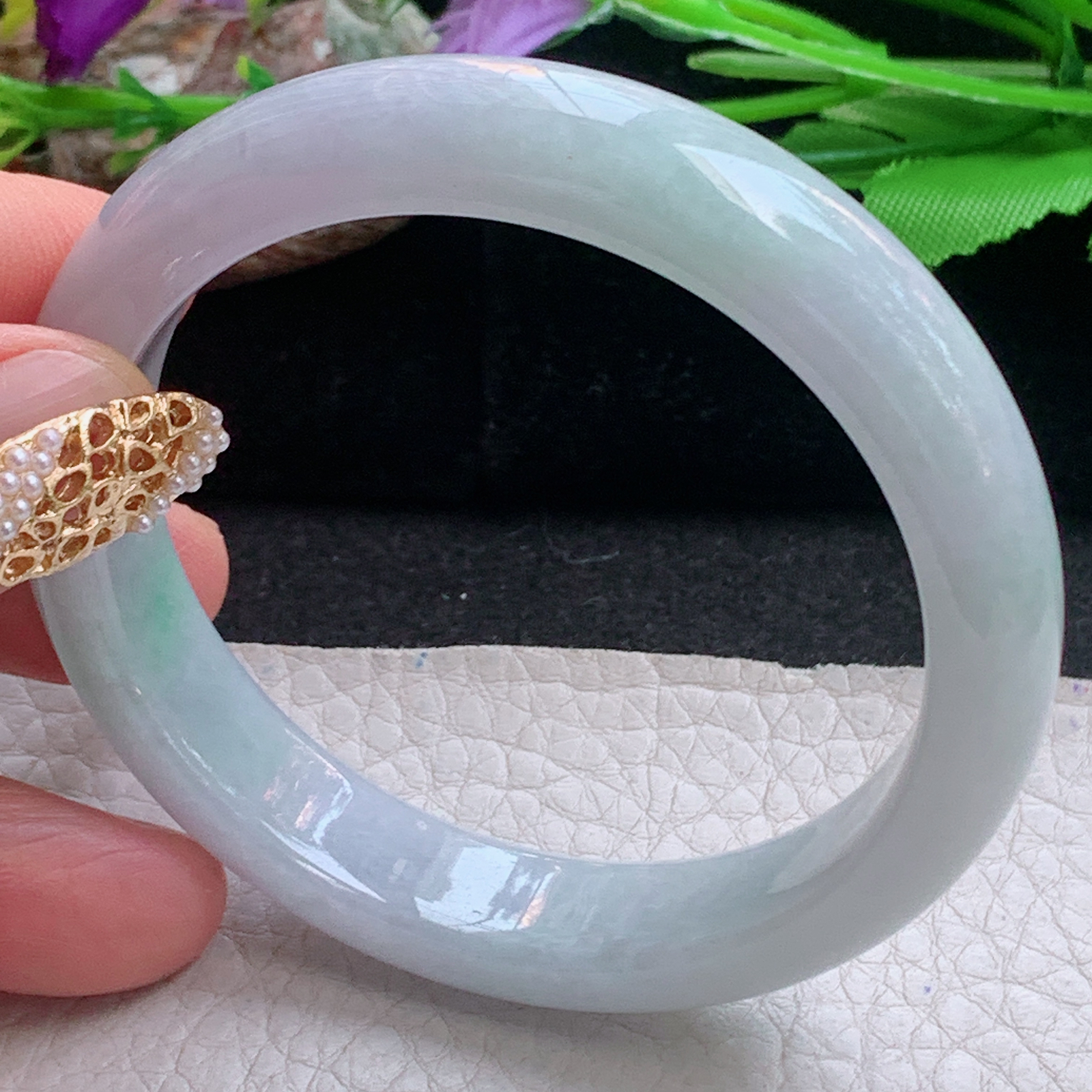 nc实拍55*12.3*7.5平安镯 天然缅甸翡翠a货手镯飘绿正圈玉镯子