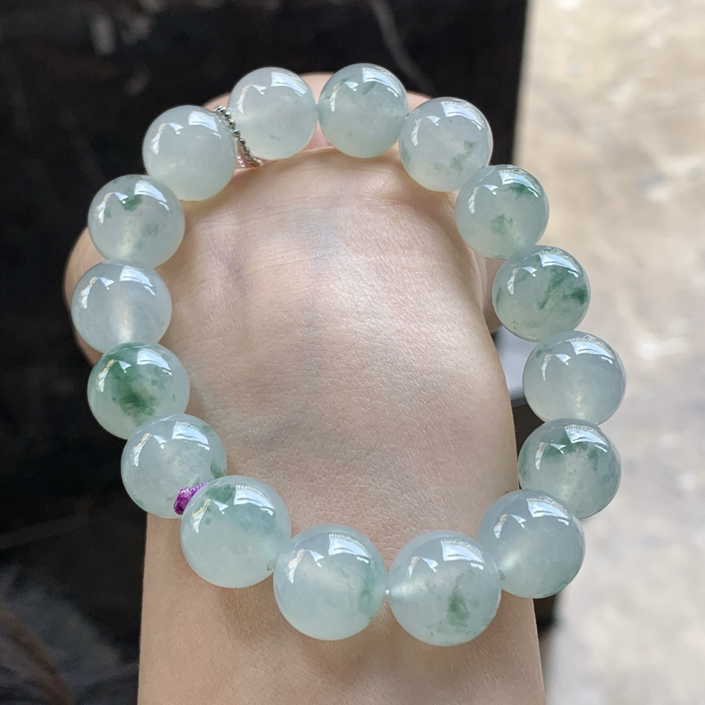 冰蓝花手串^_^冰透