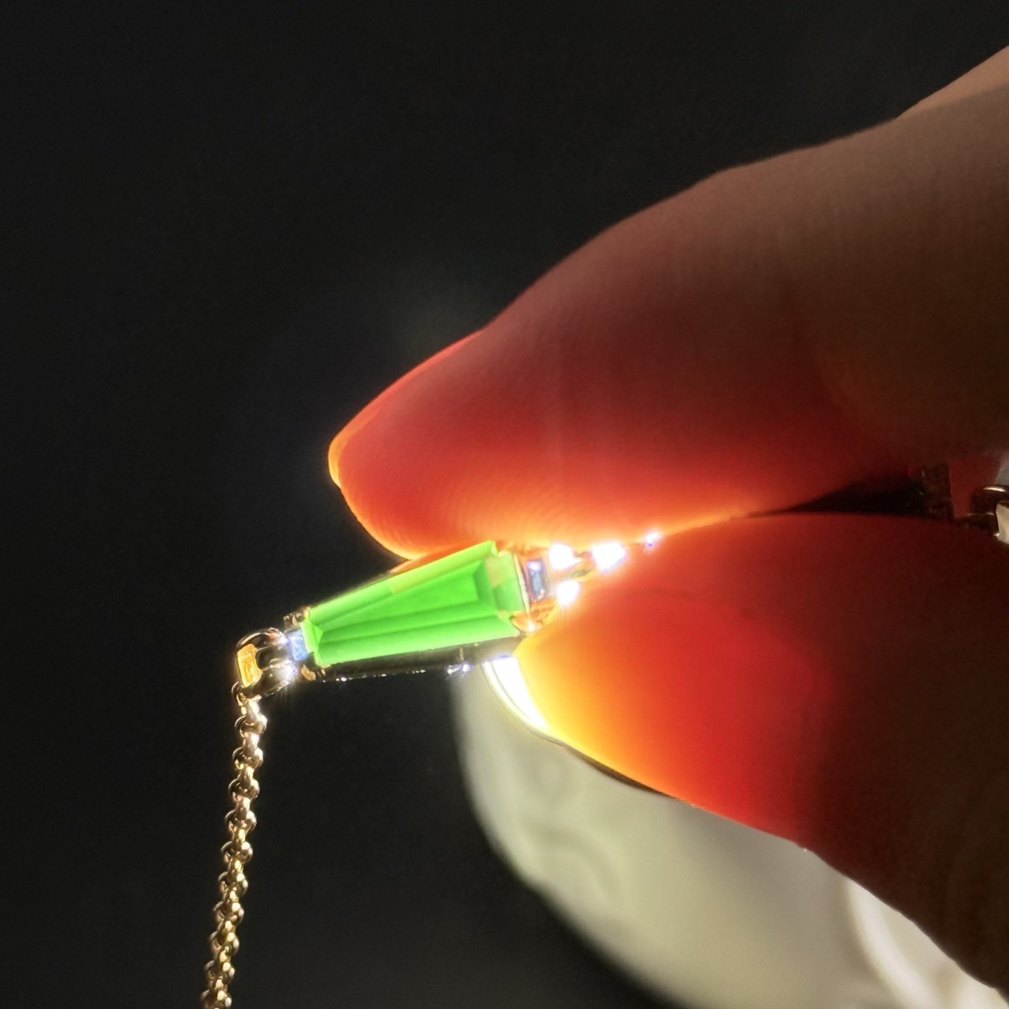 精品18k墨翠手链 种好色正 重金豪镶 打灯通透 油性十足 尺寸13.2