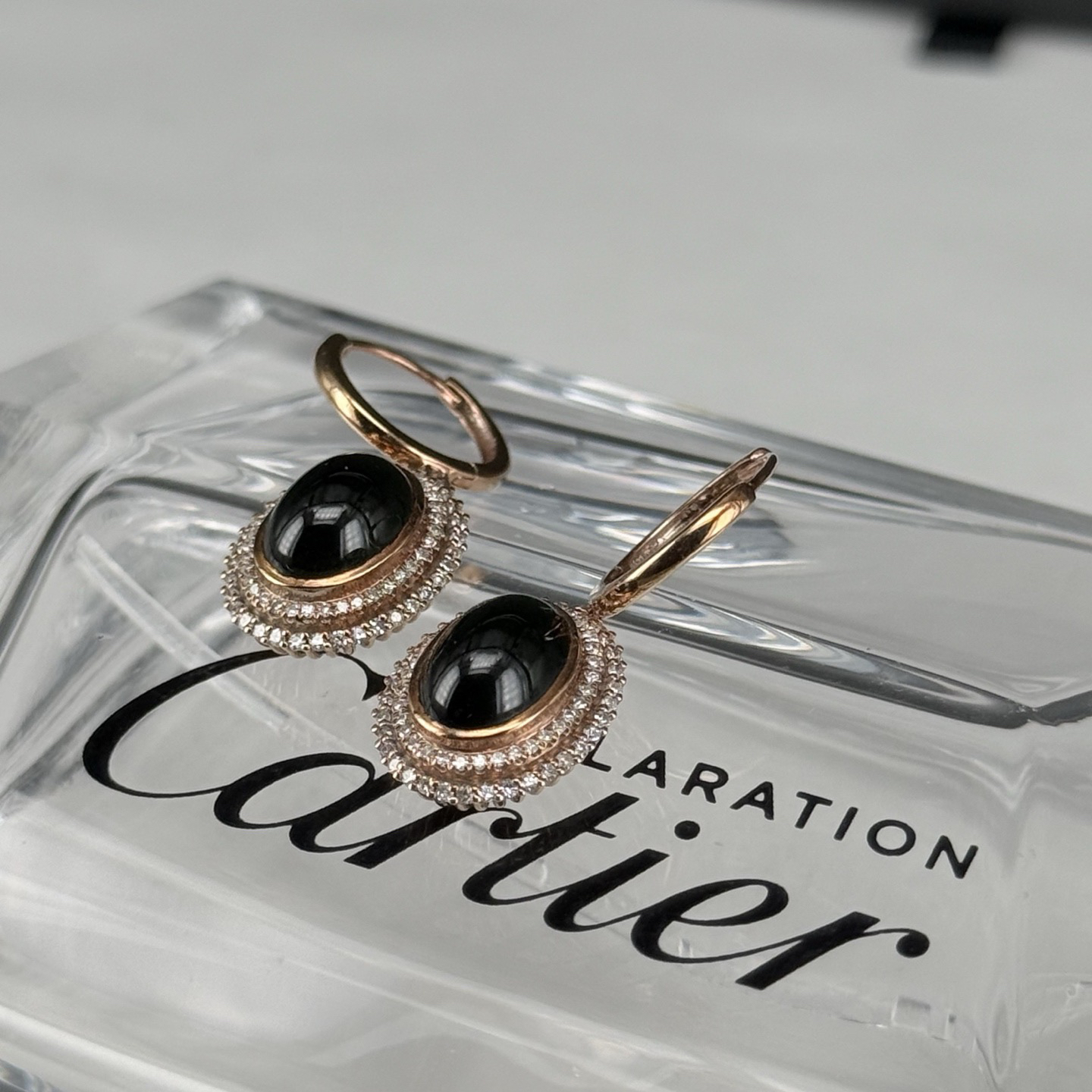 18k墨翠蛋面耳坠 满钻豪镶 打灯通透 油性十足 尺寸14.1