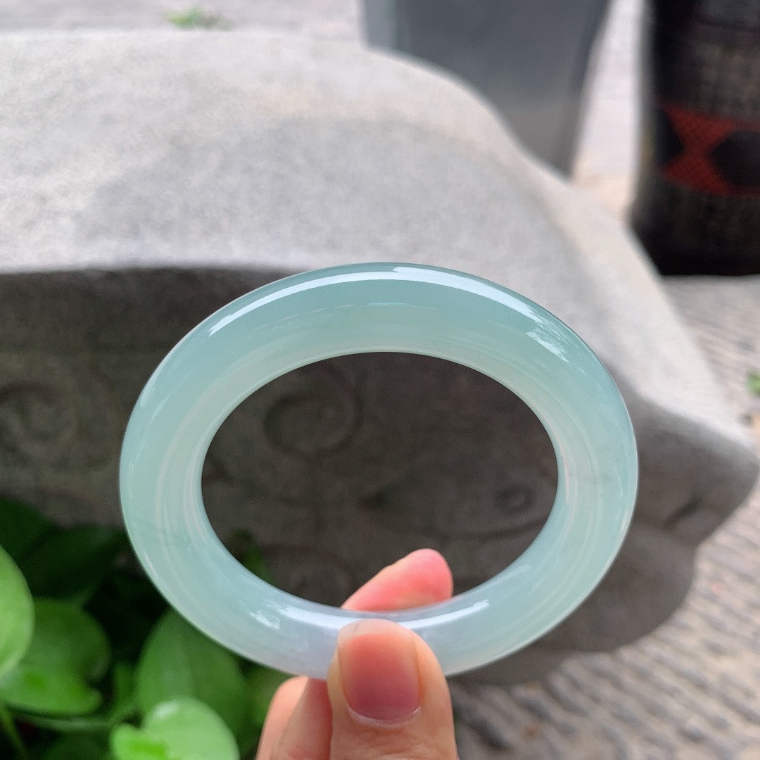 圈口 54-11.8【冰种晴绿圆条手镯】圆条54 55可戴