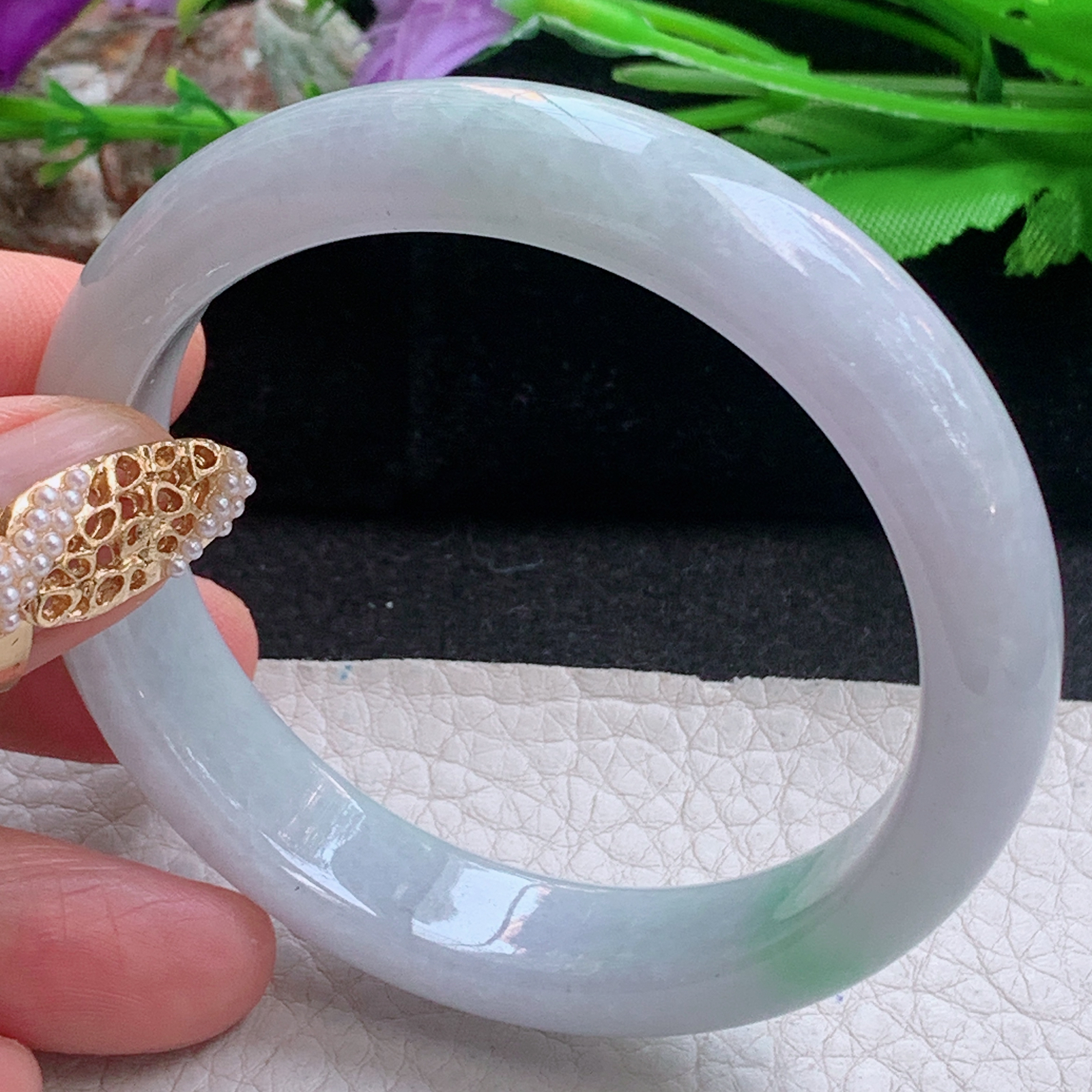 nc实拍55*12.3*7.5平安镯 天然缅甸翡翠a货手镯飘绿正圈玉镯子