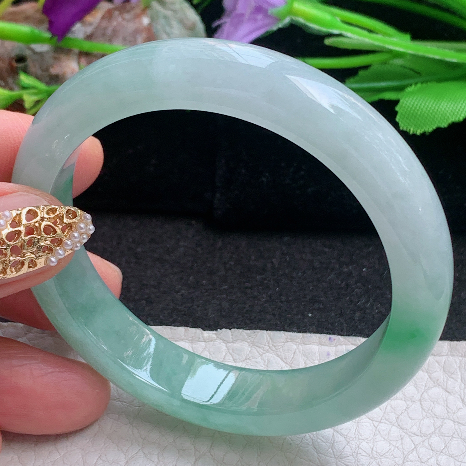 h小圈口53*11.6*7.8平安镯 天然缅甸翡翠a货手镯冰飘阳绿正圈玉镯子