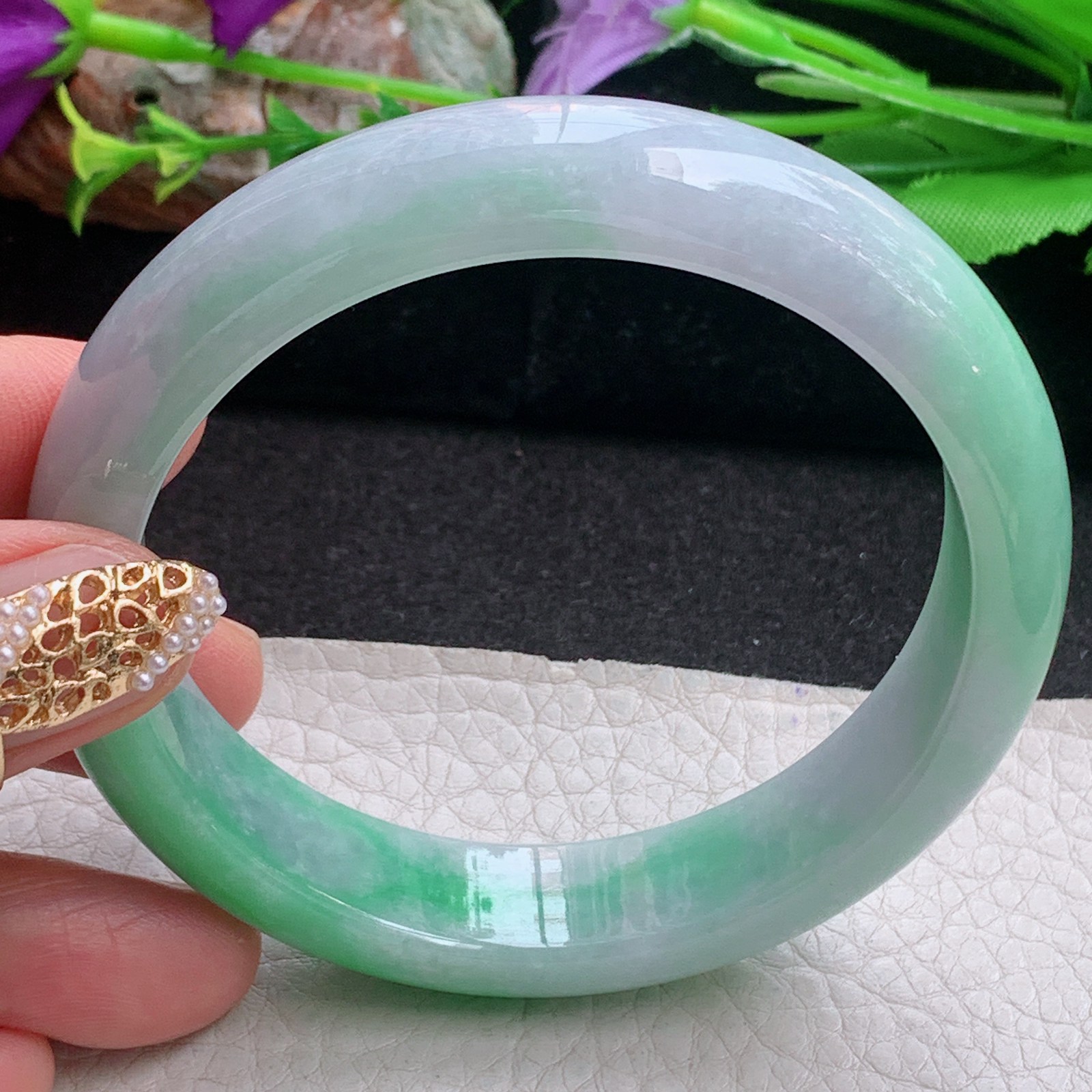 ss实拍55*13.5*9平安镯 天然缅甸翡翠a货手镯辣绿水润正圈玉镯子