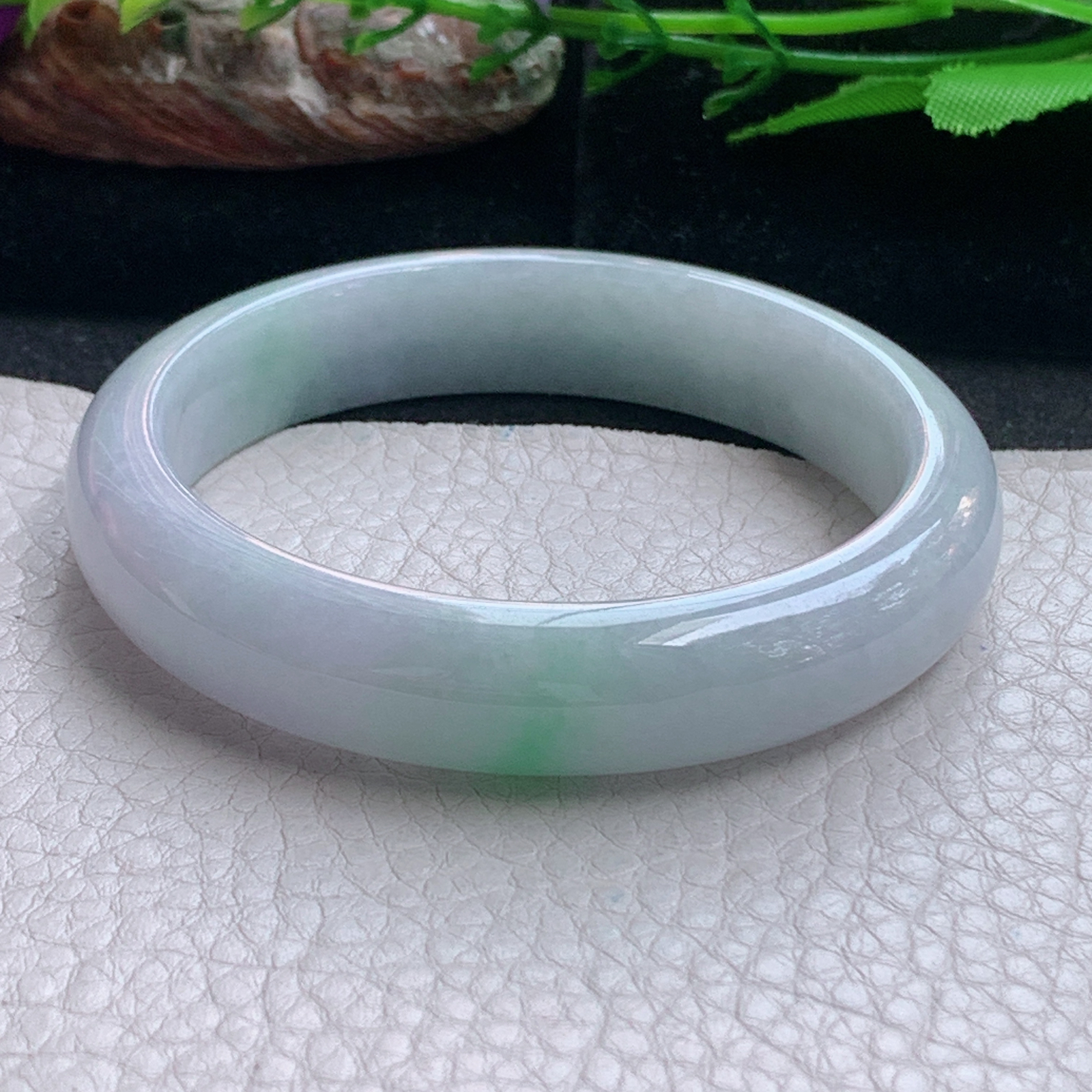 nc实拍55*12.3*7.5平安镯 天然缅甸翡翠a货手镯飘绿正圈玉镯子