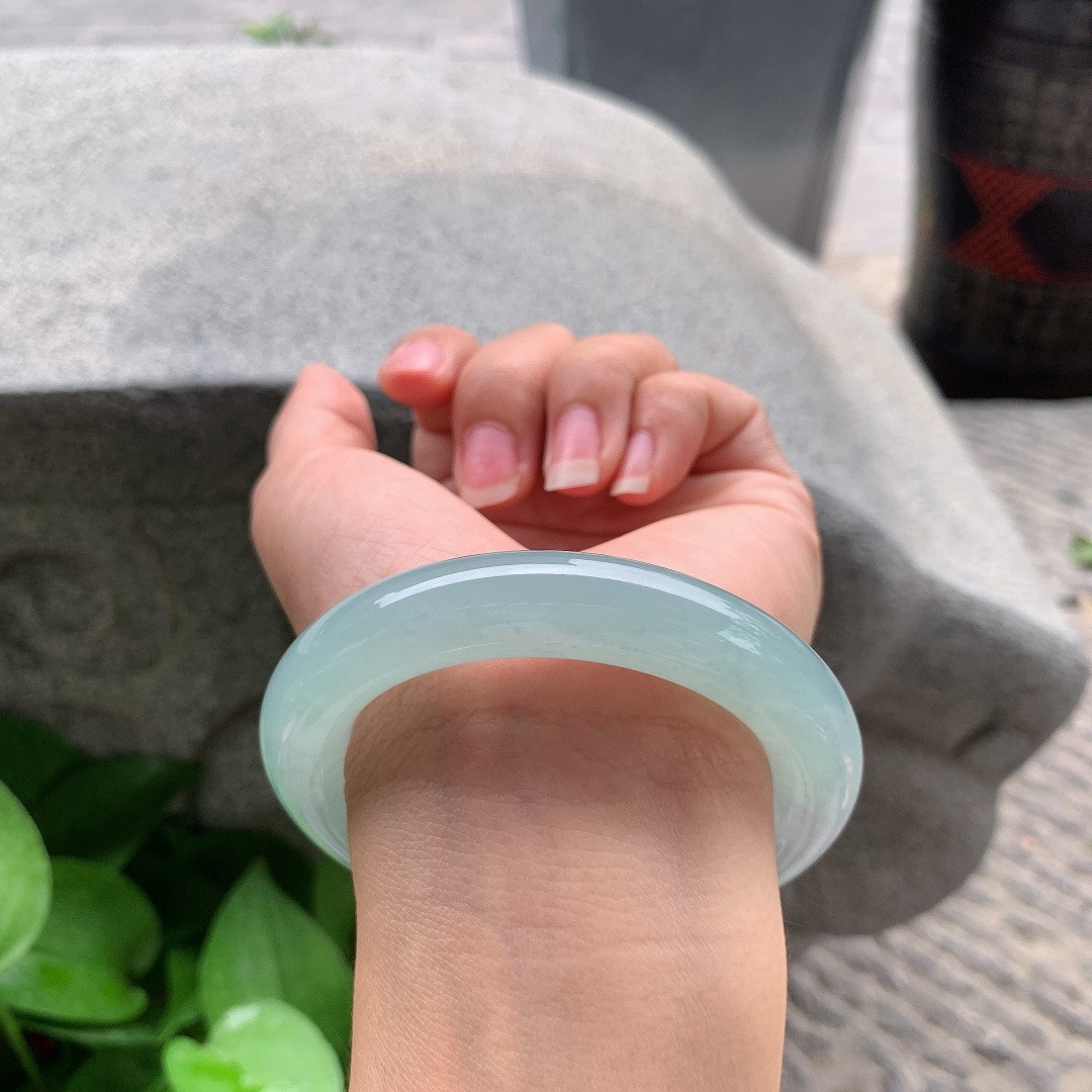 圈口 54-11.8【冰种晴绿圆条手镯】圆条54 55可戴