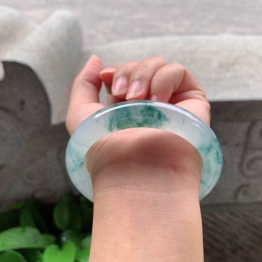 圈口56.8-11.6-9.3 【高冰飘花正圈手镯】正圈56 57可戴