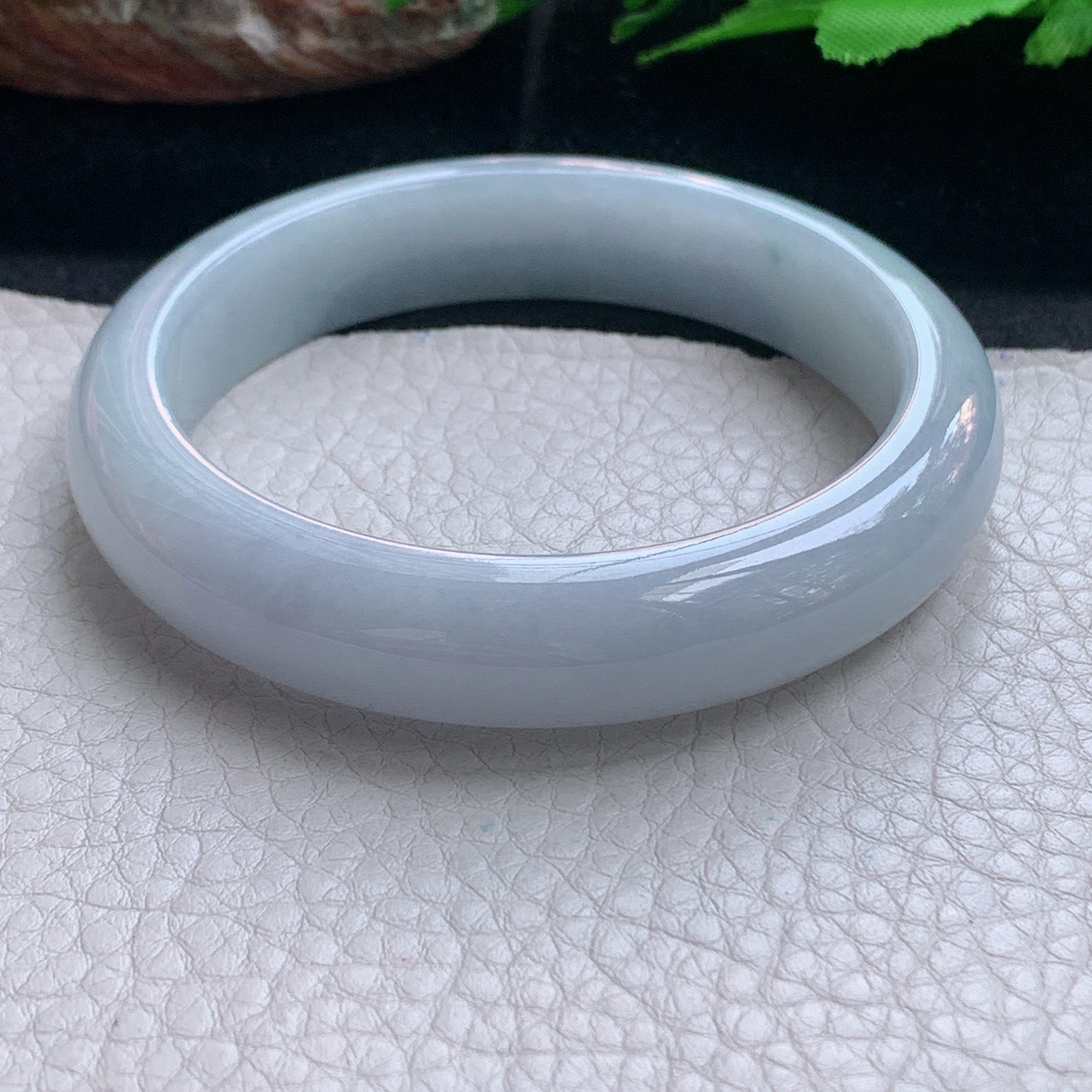 xx实拍57*12.7*8.3平安镯 天然缅甸翡翠a货手镯淡紫正圈玉手镯