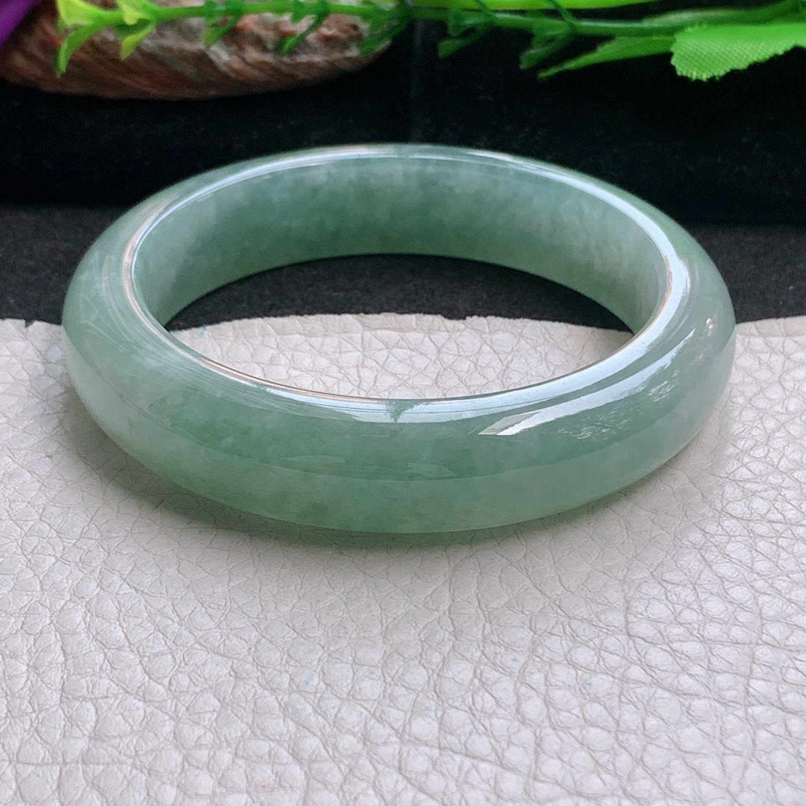 fx实拍56*13.5*9平安镯 天然缅甸翡翠a货手镯冰油晴绿正圈玉镯子