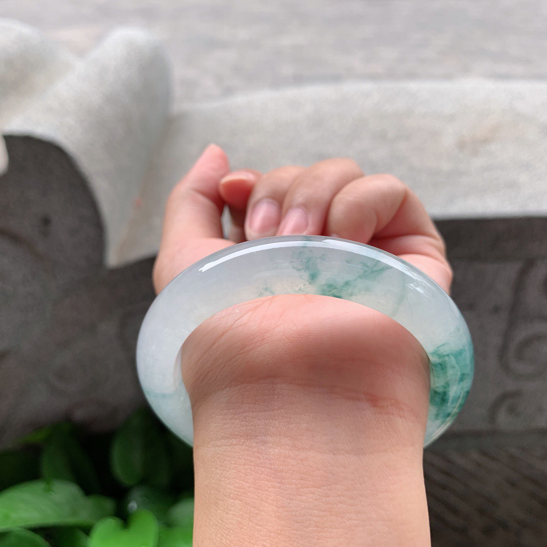 圈口56.8-11.6-9.3 【高冰飘花正圈手镯】正圈56 57可戴