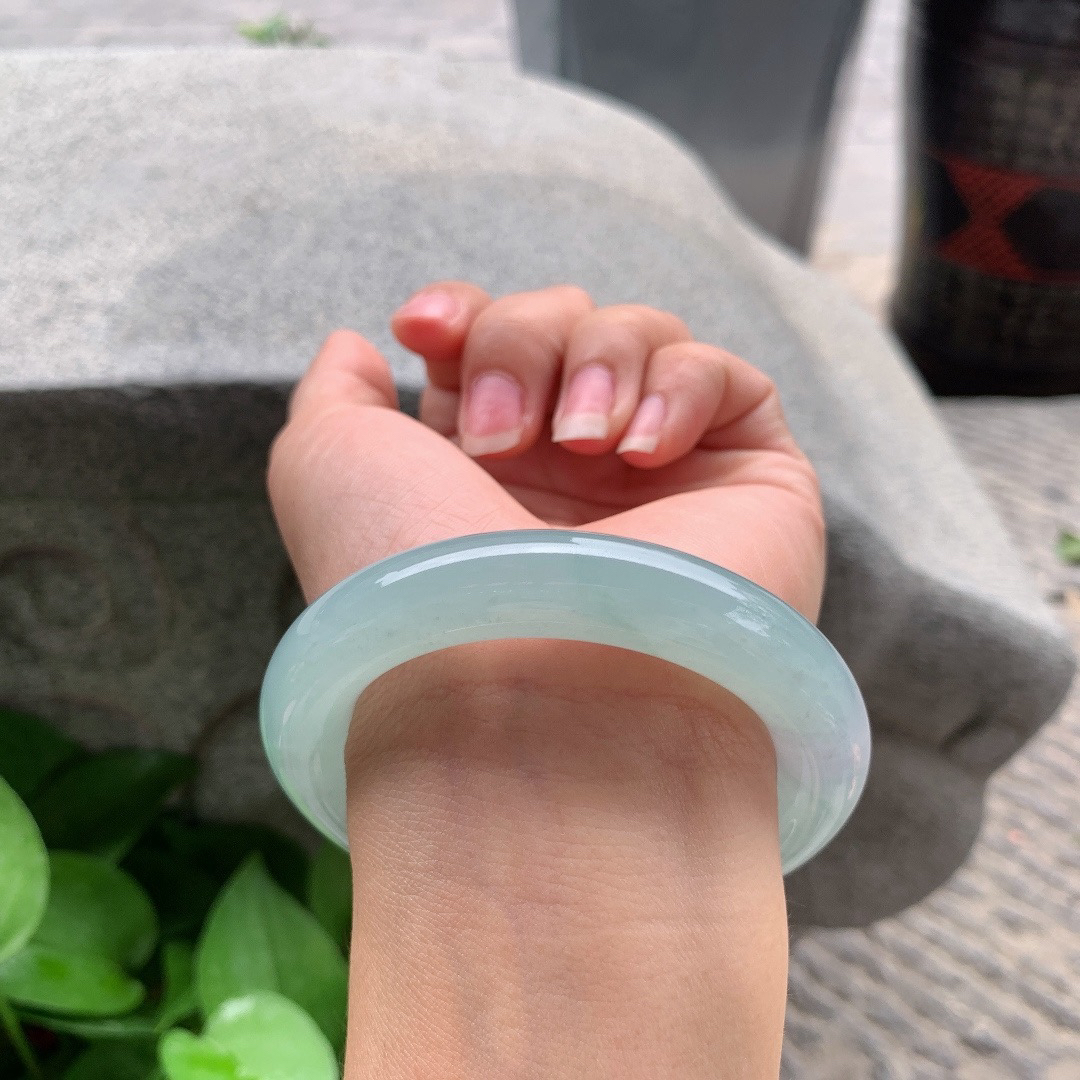 圈口 54-11.8【冰种晴绿圆条手镯】圆条54 55可戴