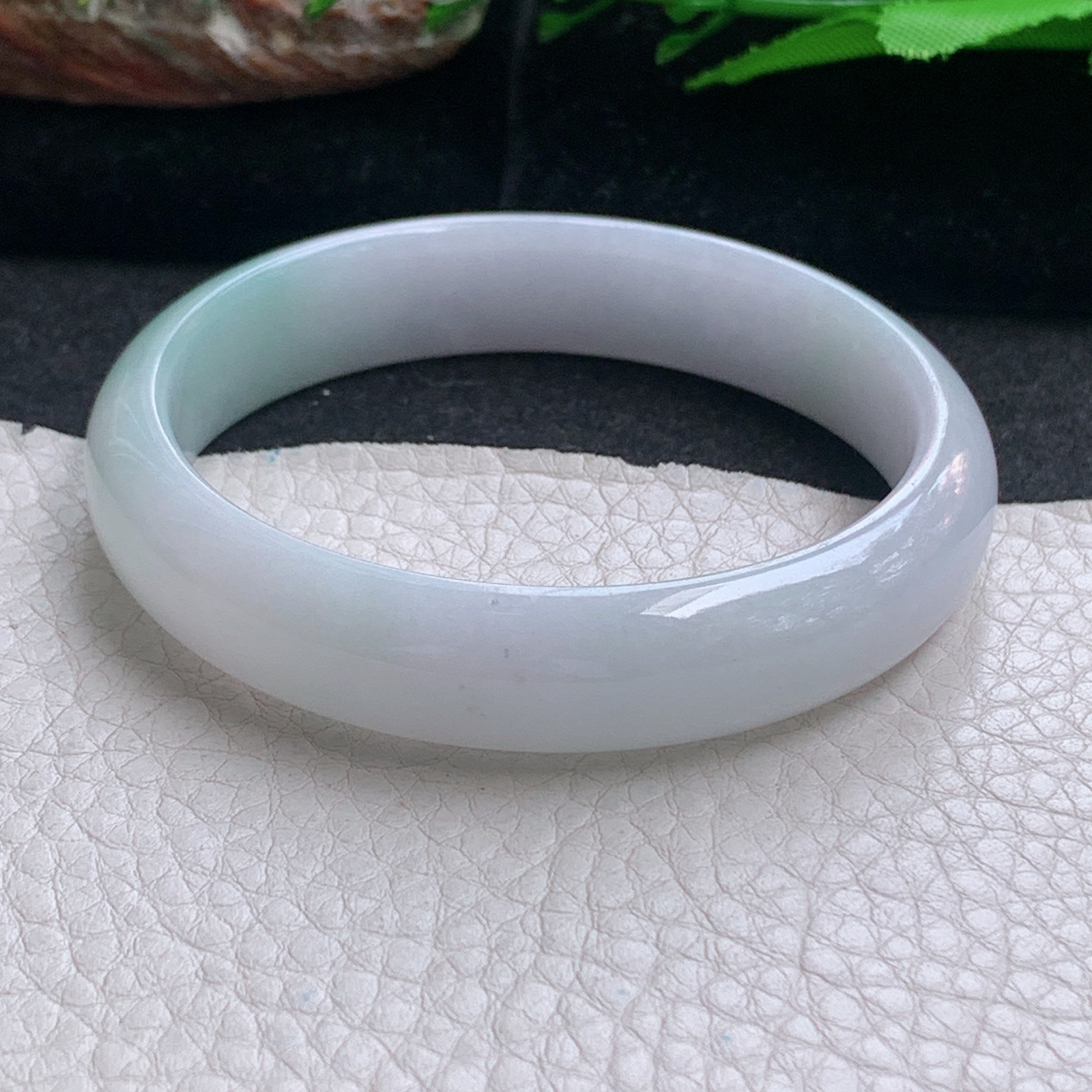 n清新款55*12.5*6.5平安镯 天然缅甸翡翠a货手镯清秀正圈玉镯子