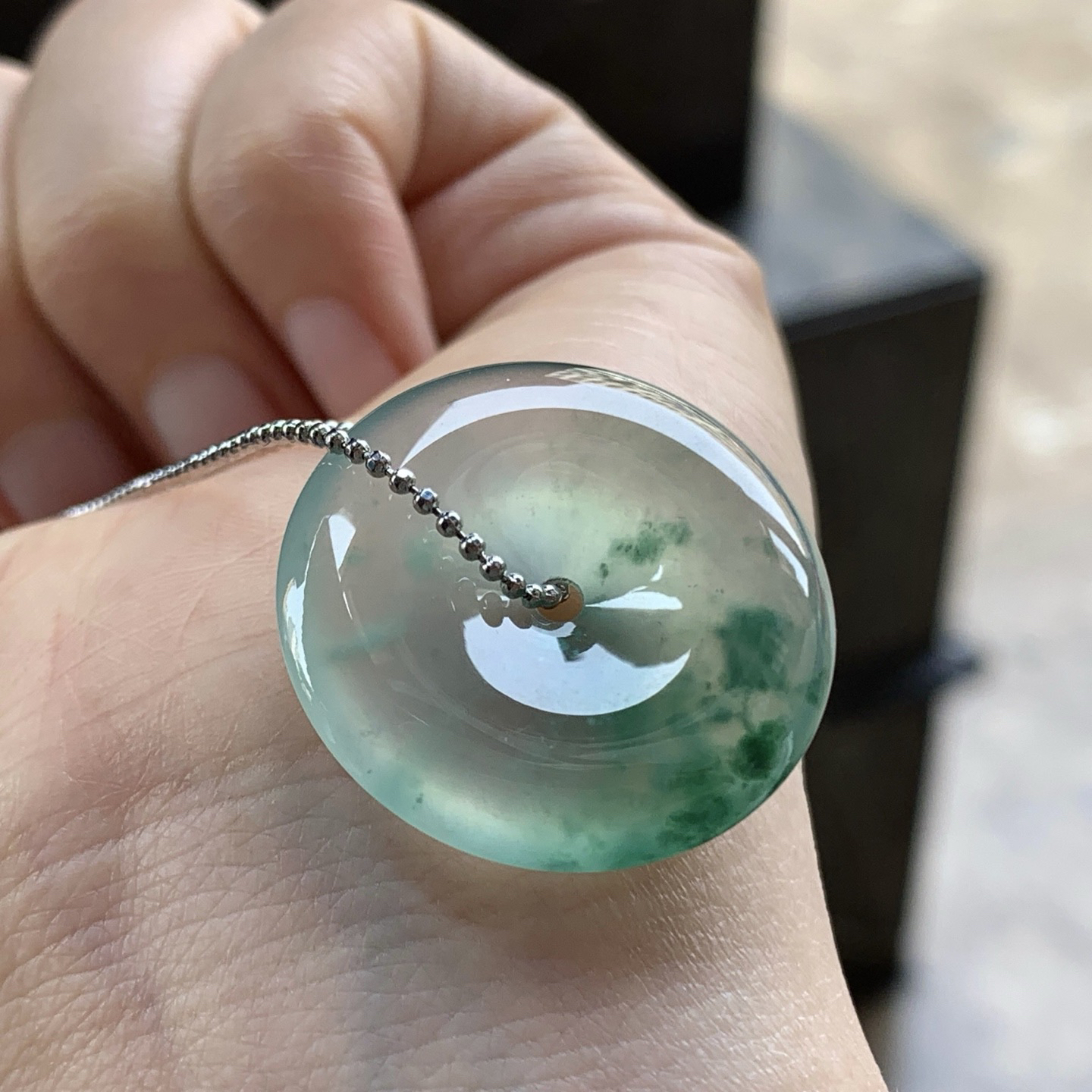 高冰飘花平安扣^_^飘花浓郁 鲜艳