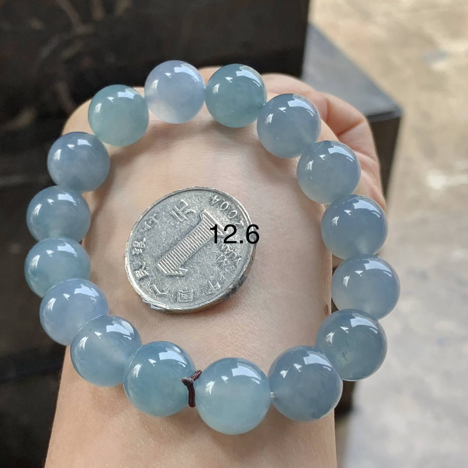 蓝紫手串^_^鲜艳起光 玉质温润